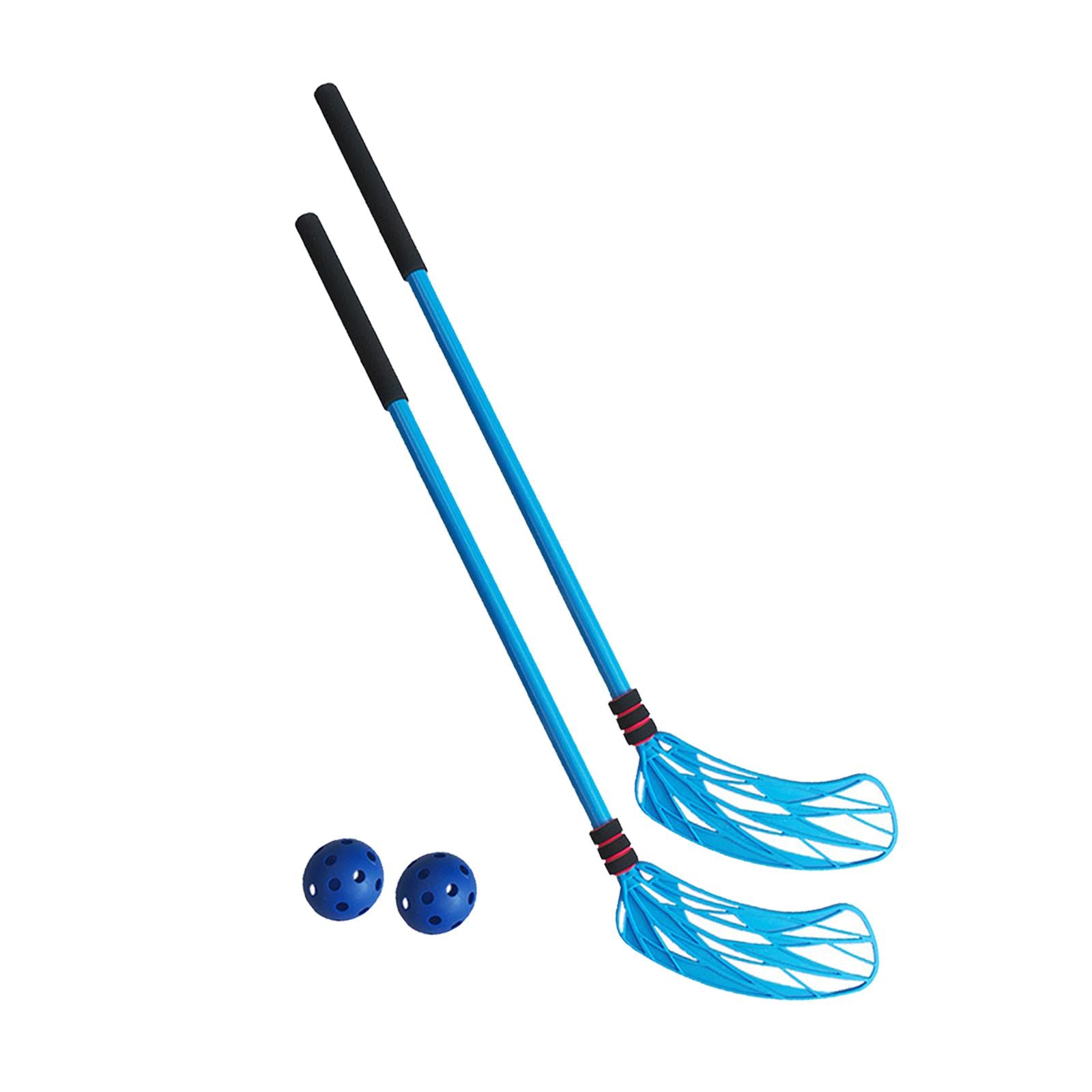 2 Pieces Floor Hockey Sticks Indoor Sports for Children Youth Boys Girls Blue
