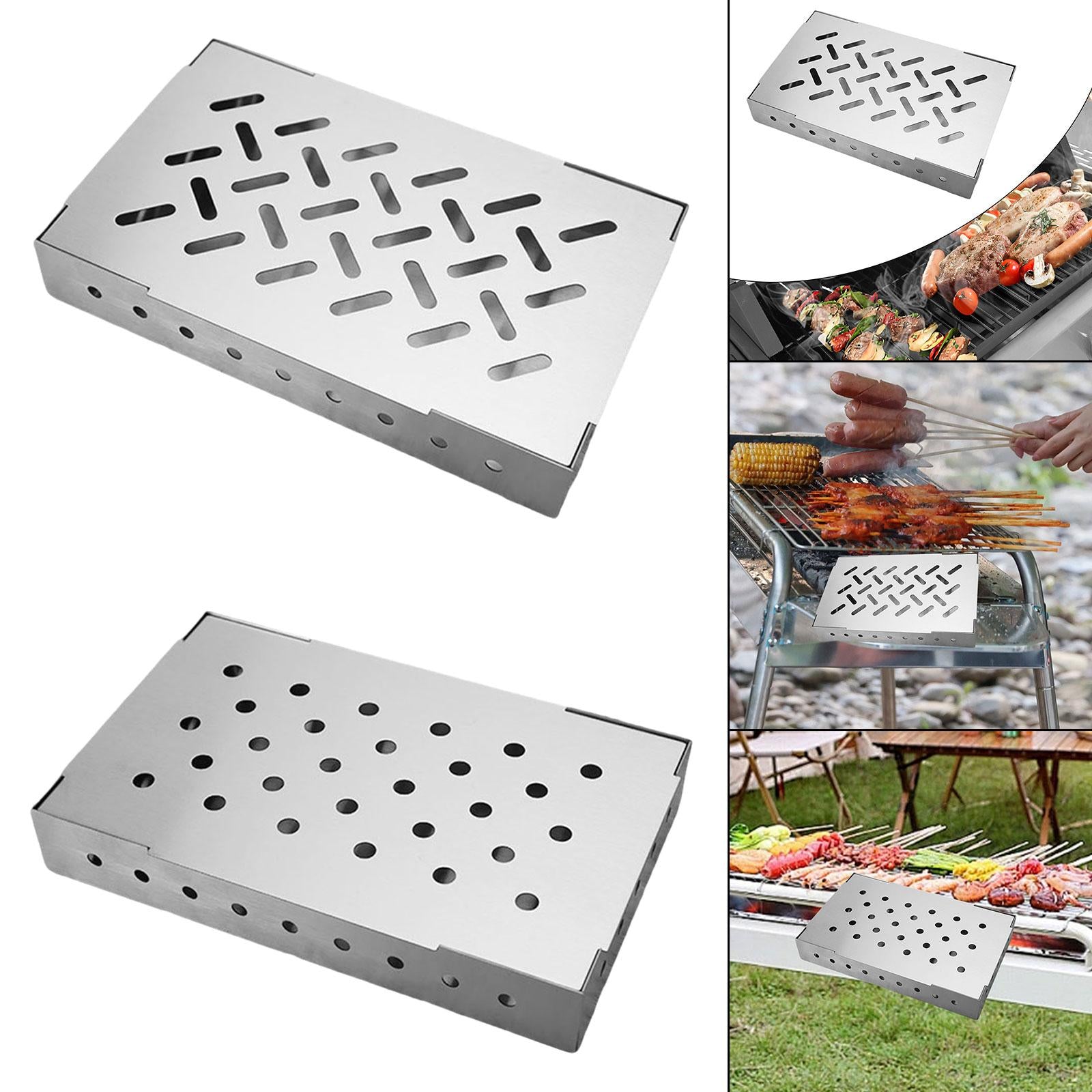 Grill Smoker Box with Lid for Outdoor Barbecue Outdoor & Gas Style A