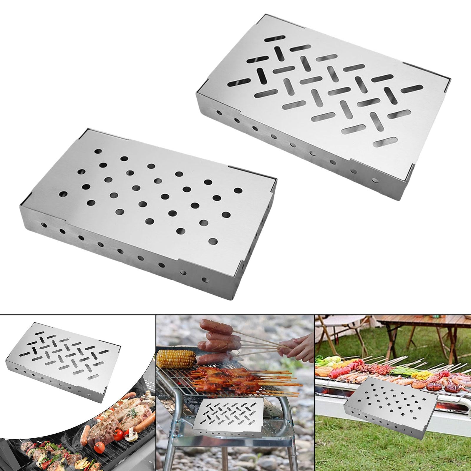 Grill Smoker Box with Lid for Outdoor Barbecue Outdoor & Gas Style A
