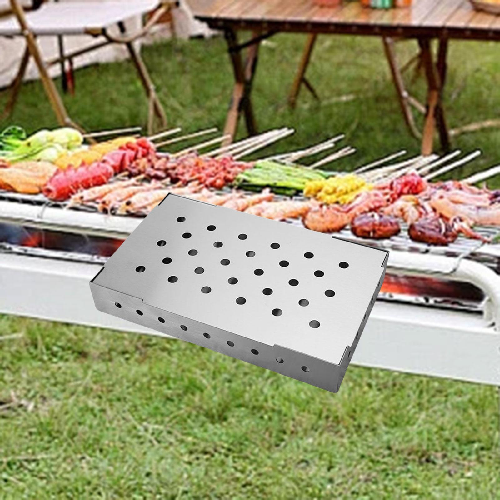 Grill Smoker Box with Lid for Outdoor Barbecue Outdoor & Gas Style B