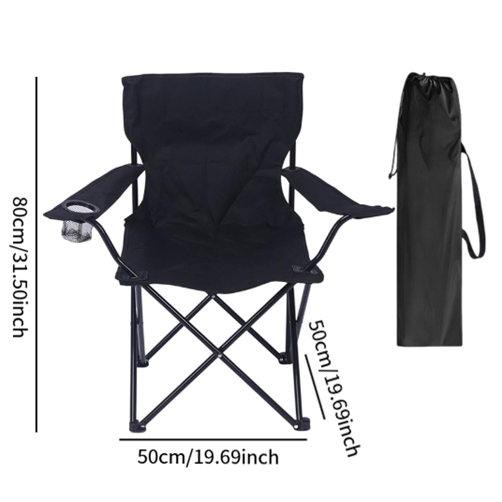 Outdoor Folding Camping Chair Stool Portable Chair for Barbecue Fishing Yard Black