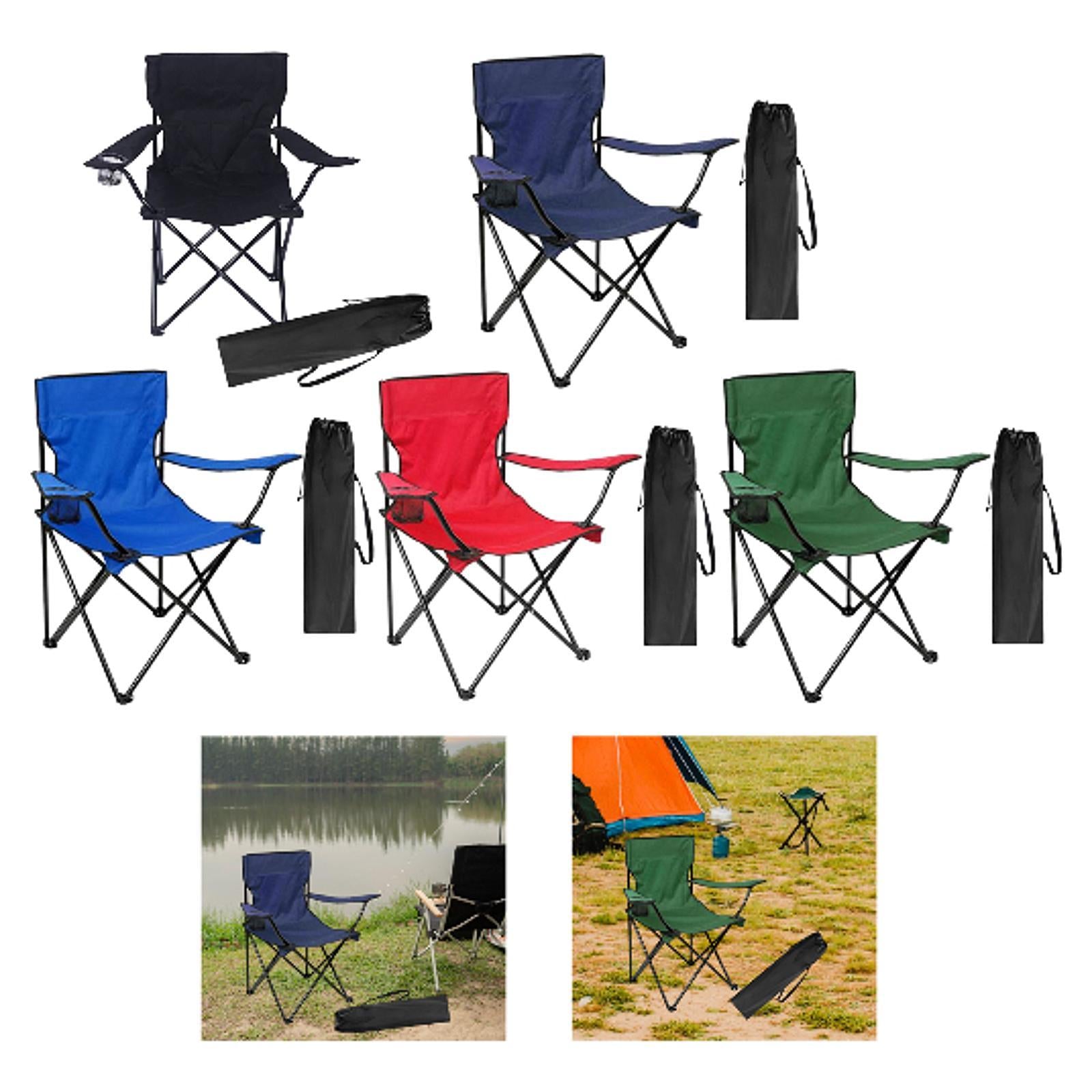 Outdoor Folding Camping Chair Stool Portable Chair for Barbecue Fishing Yard Black