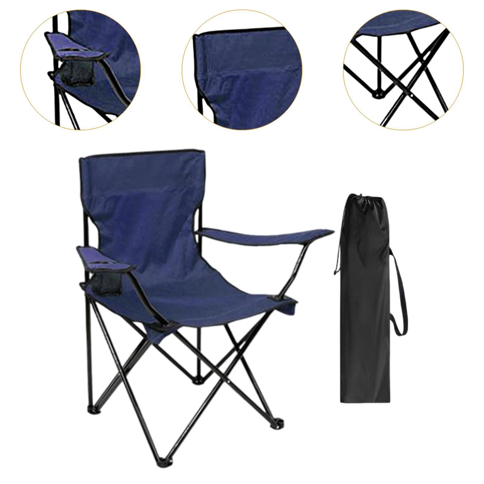 Outdoor Folding Camping Chair Stool Portable Chair for Barbecue Fishing Yard Navy