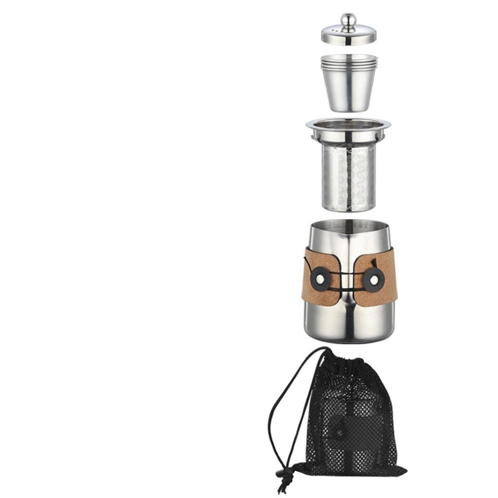 Camping Tea Kettle Mugs Set Stainless Steel Tea Pot for Hotel Fishing Picnic silver
