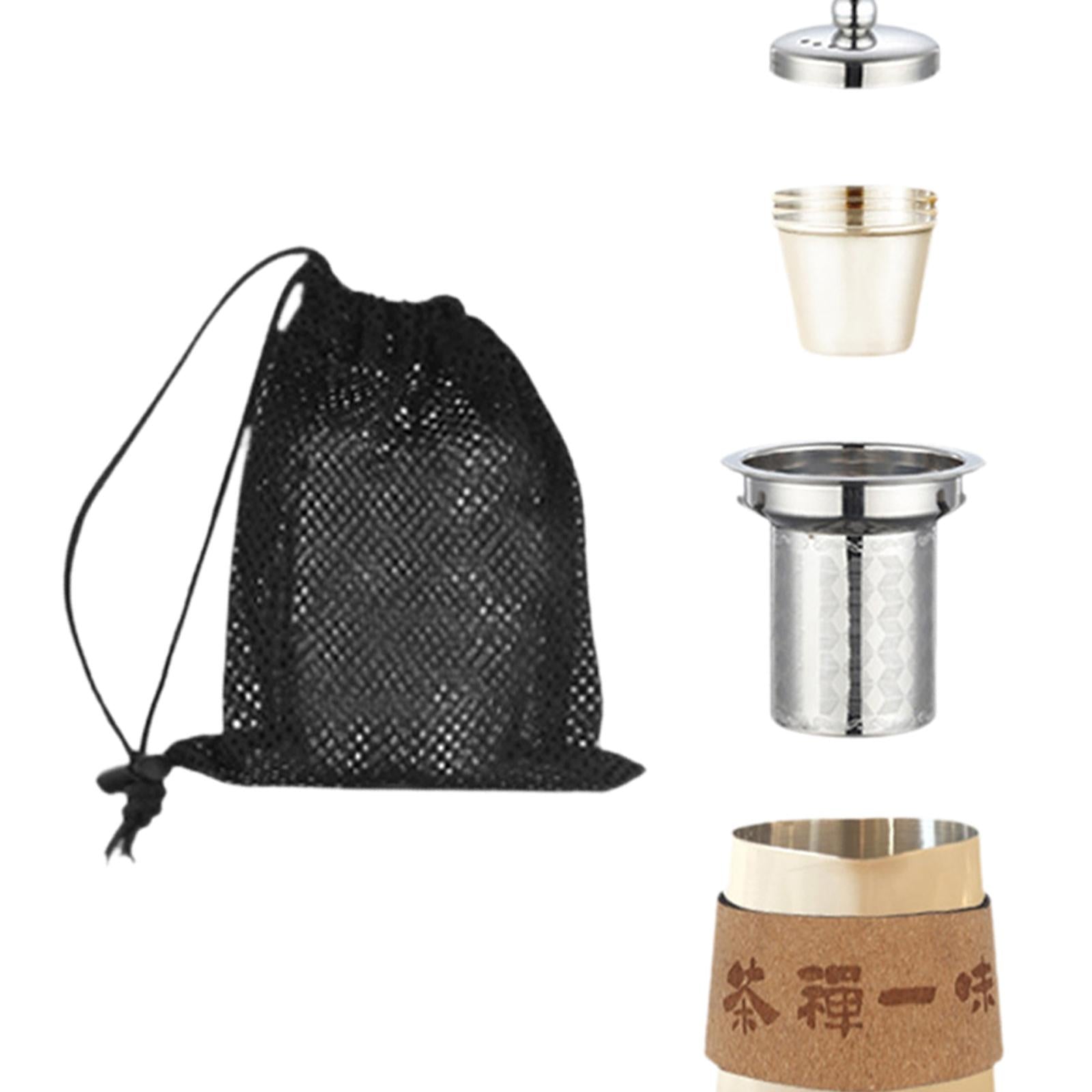 Camping Tea Kettle Mugs Set Stainless Steel Tea Pot for Hotel Fishing Picnic beige
