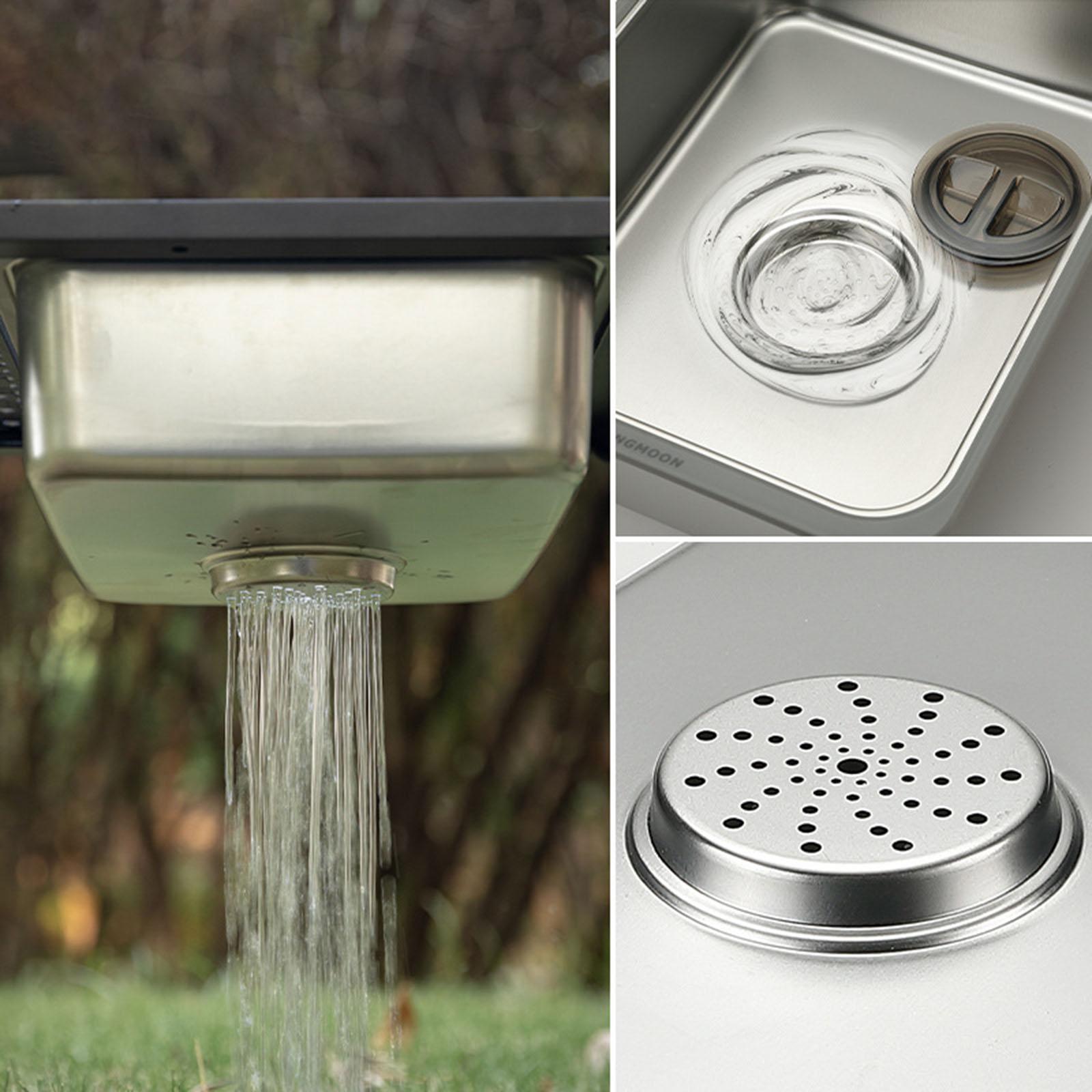 Stainless Steel Camping Sink Camping Table Sink for Cooking Fishing Barbecue