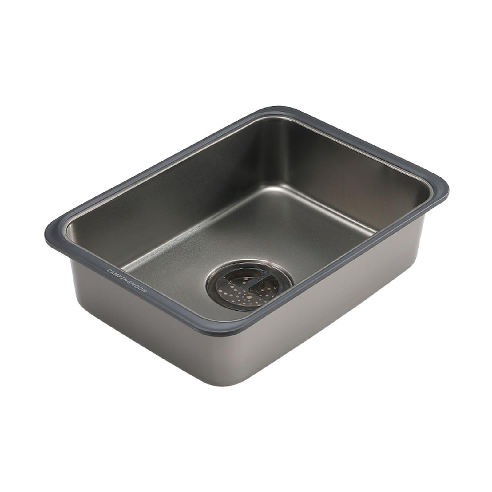 Stainless Steel Camping Sink Camping Table Sink for Cooking Fishing Barbecue