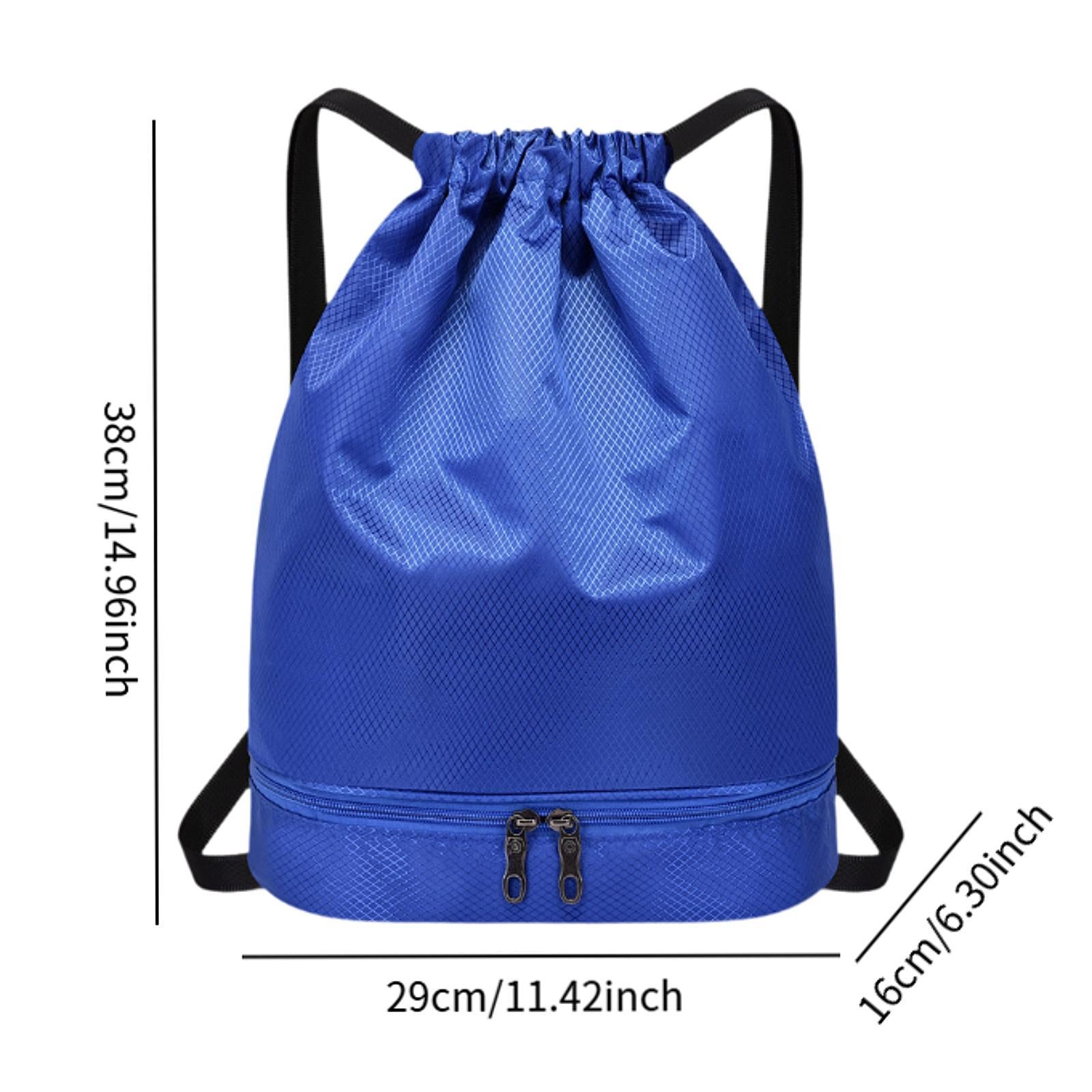 Drawstring Backpack Bag Multifunction Fitness Bag for Shopping Street Sports Blue