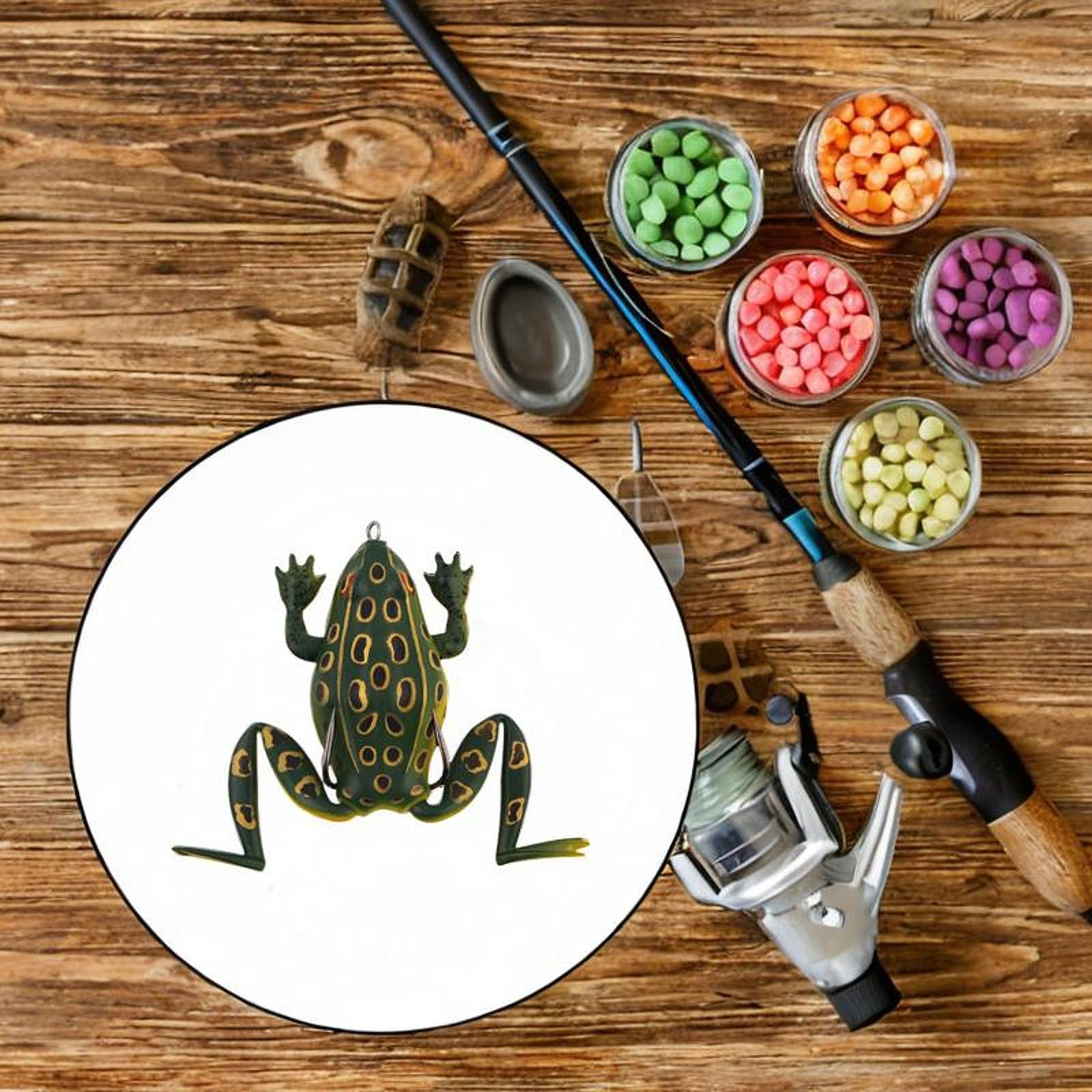Fishing Frog Lure Weedless Hooks Sturdy for Bass Fishing for Bass Trout Pike Dark Green