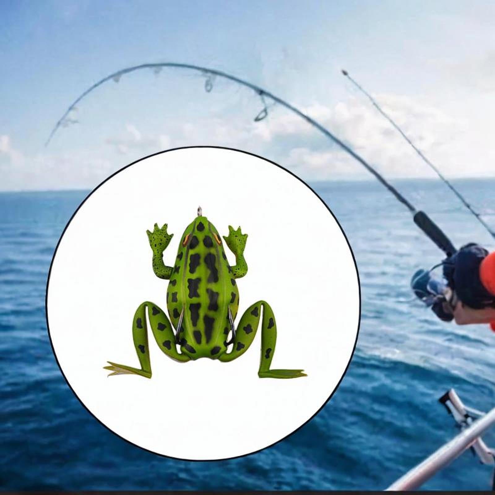 Fishing Frog Lure Weedless Hooks Sturdy for Bass Fishing for Bass Trout Pike Green pattern