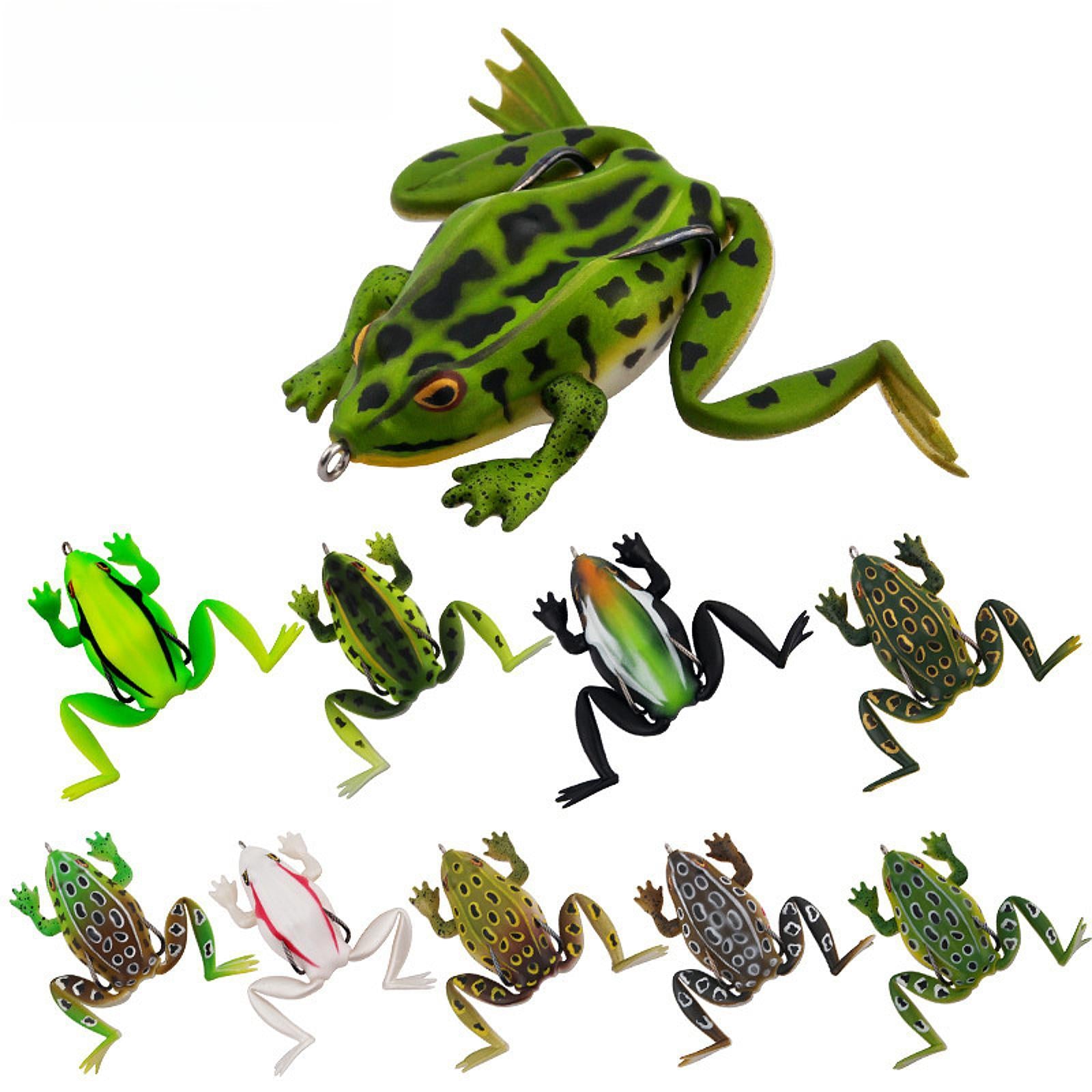Fishing Frog Lure Weedless Hooks Sturdy for Bass Fishing for Bass Trout Pike Black Green
