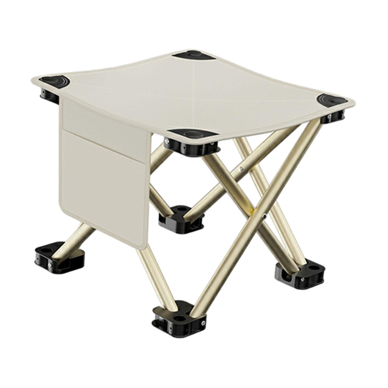 Folding Camping Stool Practical with Side Pocket for Gardening Camping Beach 28cmx28cmx23cm White