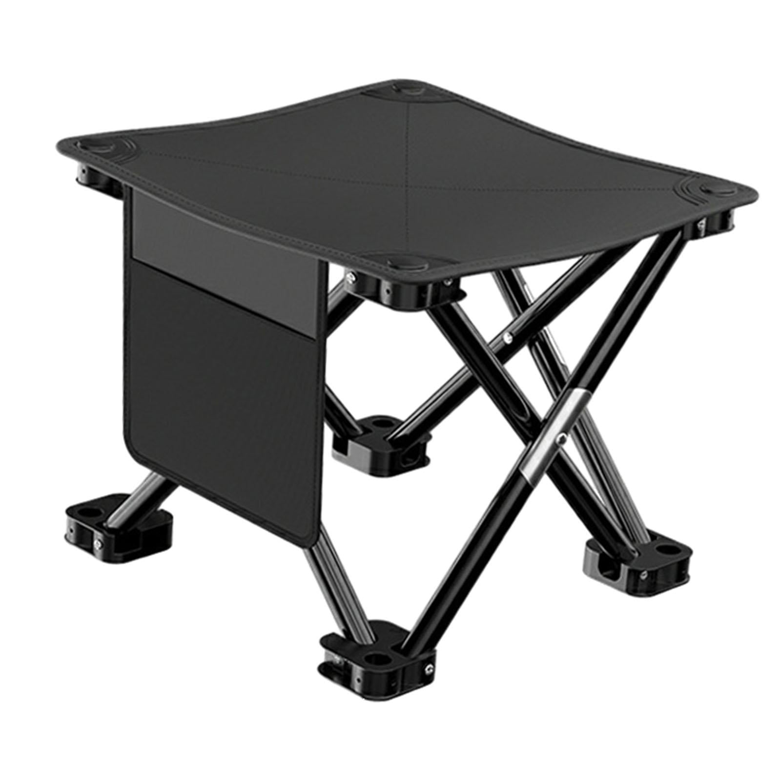 Folding Camping Stool Practical with Side Pocket for Gardening Camping Beach 28cmx28cmx23cm Black