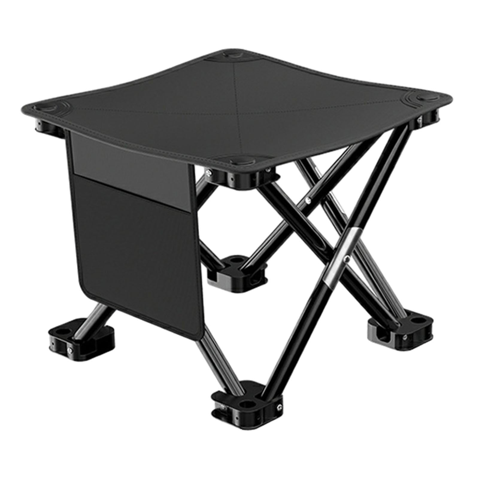 Folding Camping Stool Practical with Side Pocket for Gardening Camping Beach 28cmx28cmx23cm Black
