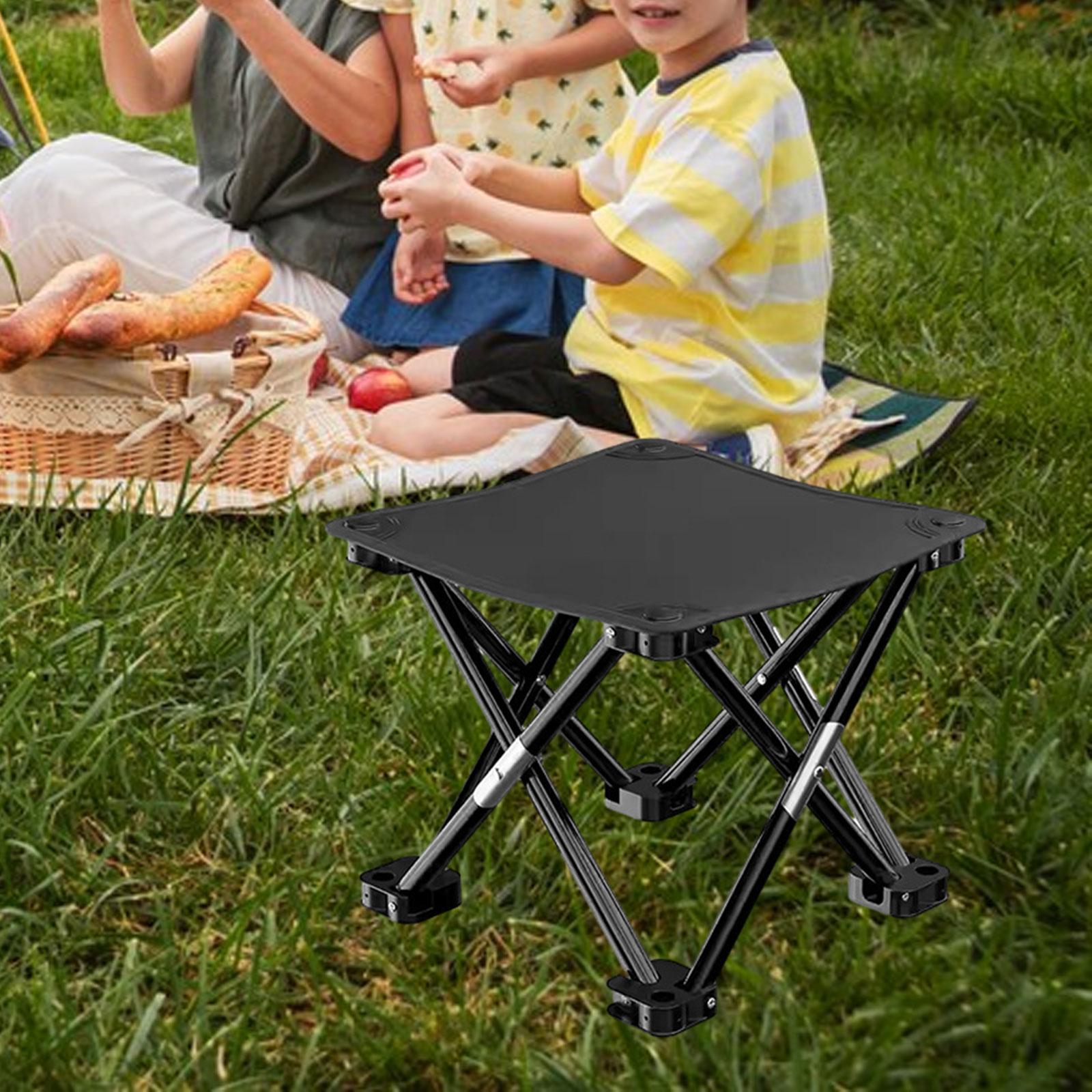 Folding Camping Stool Practical with Side Pocket for Gardening Camping Beach 33cmx33cmx32cm Black