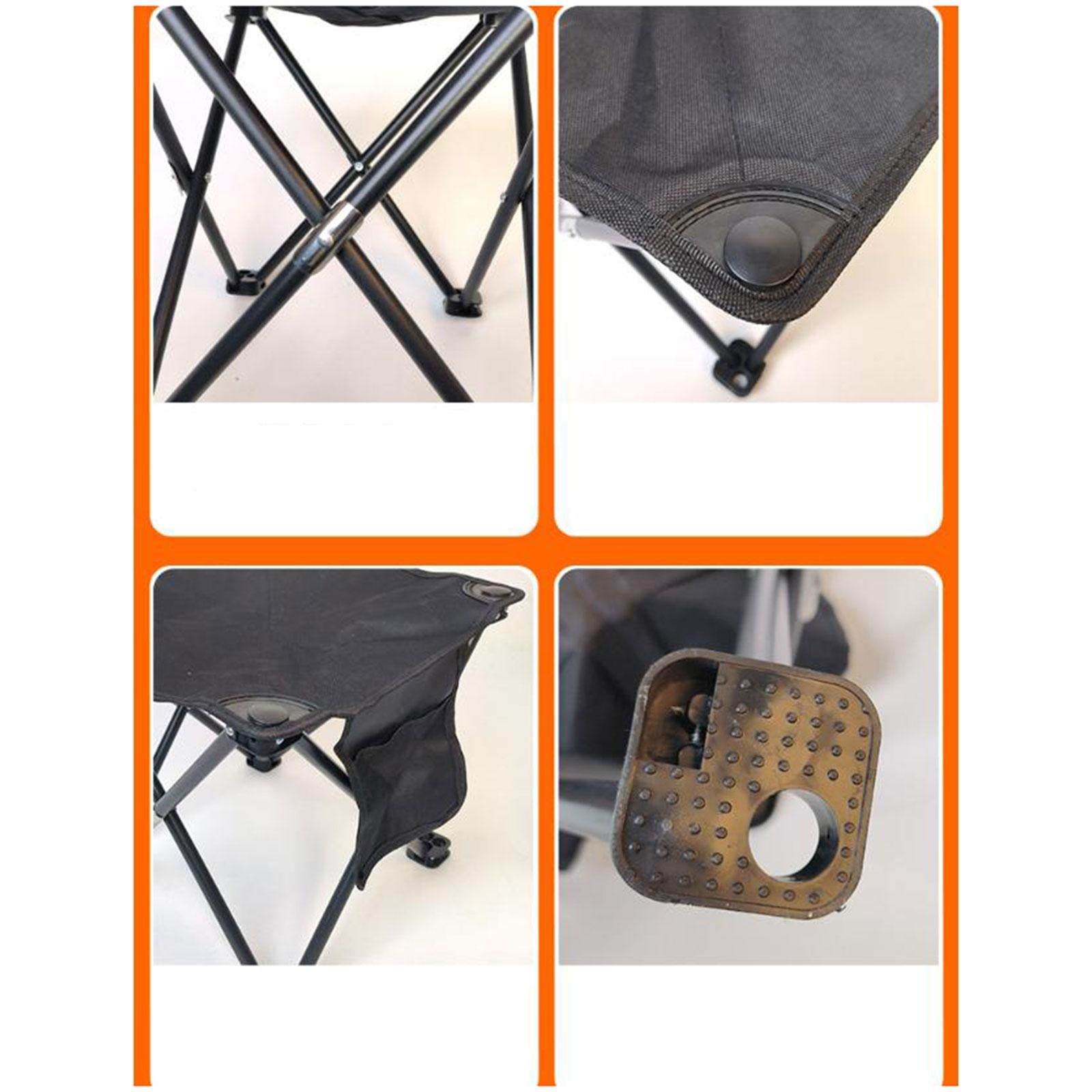 Folding Camping Stool Practical with Side Pocket for Gardening Camping Beach 33cmx33cmx32cm Black