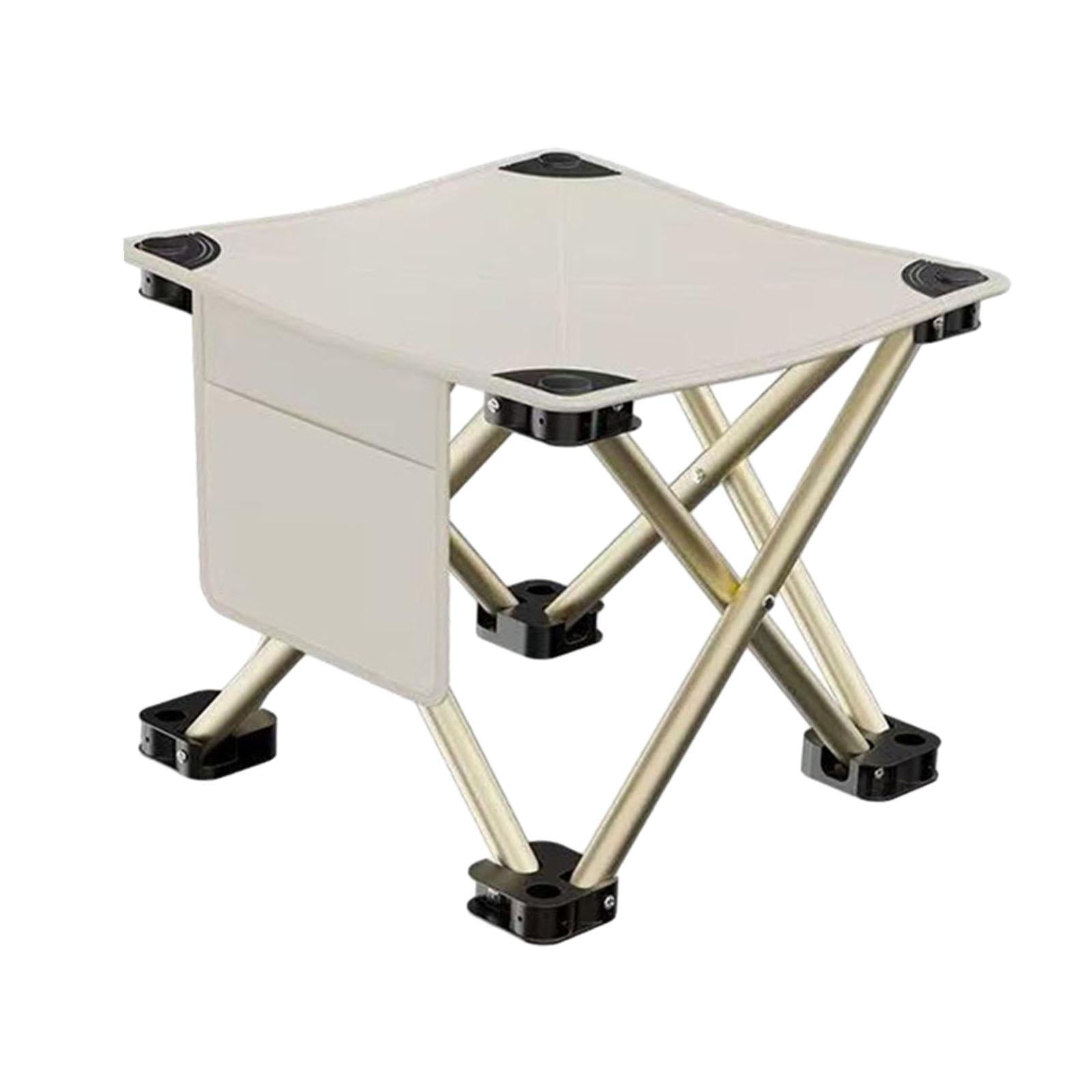 Folding Camping Stool Practical with Side Pocket for Gardening Camping Beach 33cmx33cmx32cm White