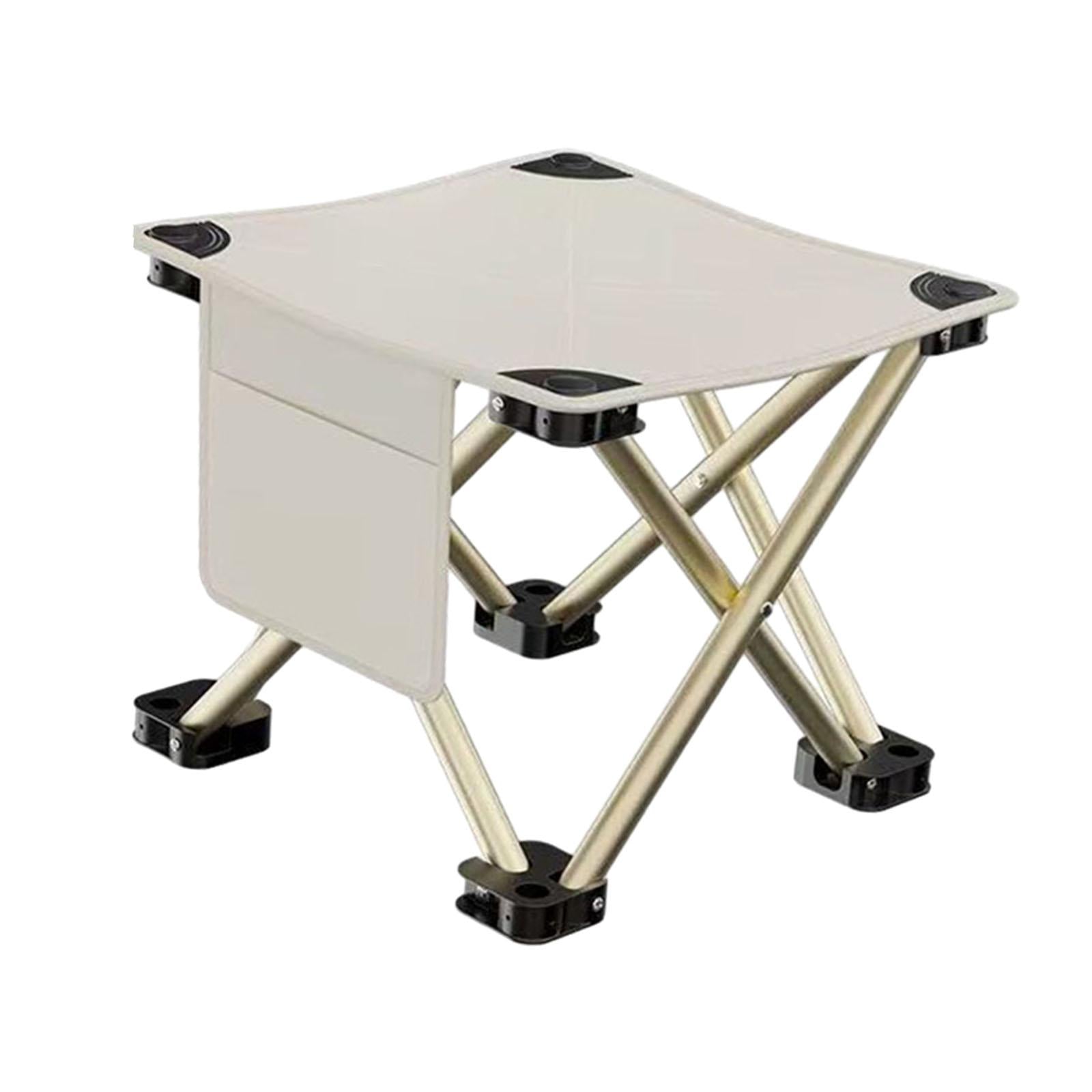 Folding Camping Stool Practical with Side Pocket for Gardening Camping Beach 33cmx33cmx32cm White