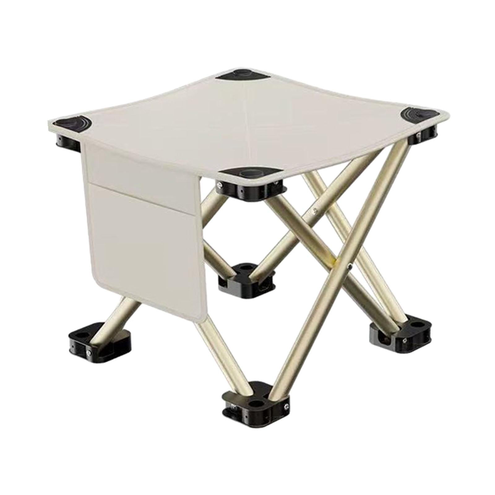Folding Camping Stool Practical with Side Pocket for Gardening Camping Beach 33cmx33cmx32cm White