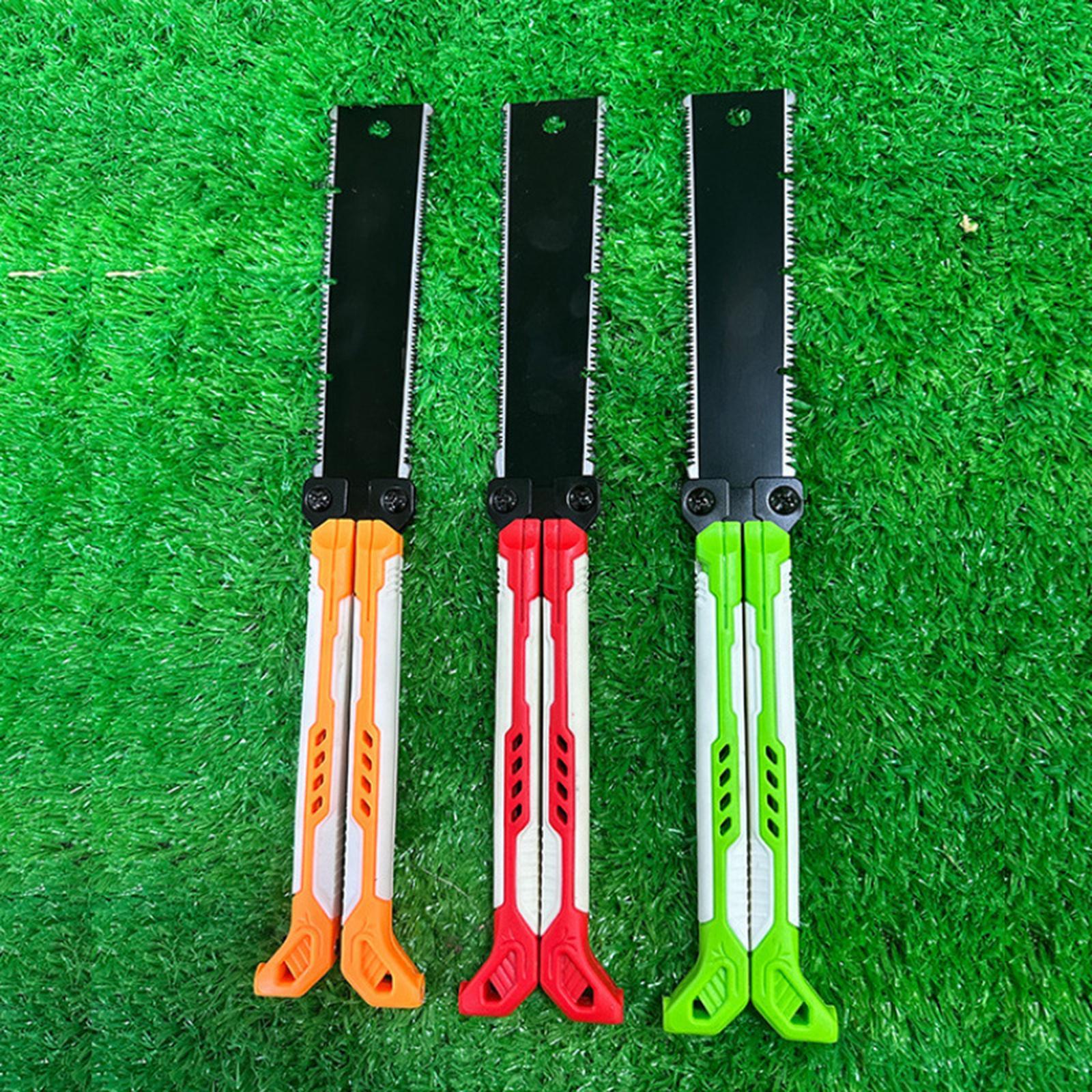Double Edge Hand Saw Folding Flexible Fine Cut Saw for Tree Shrubs Gardening orange