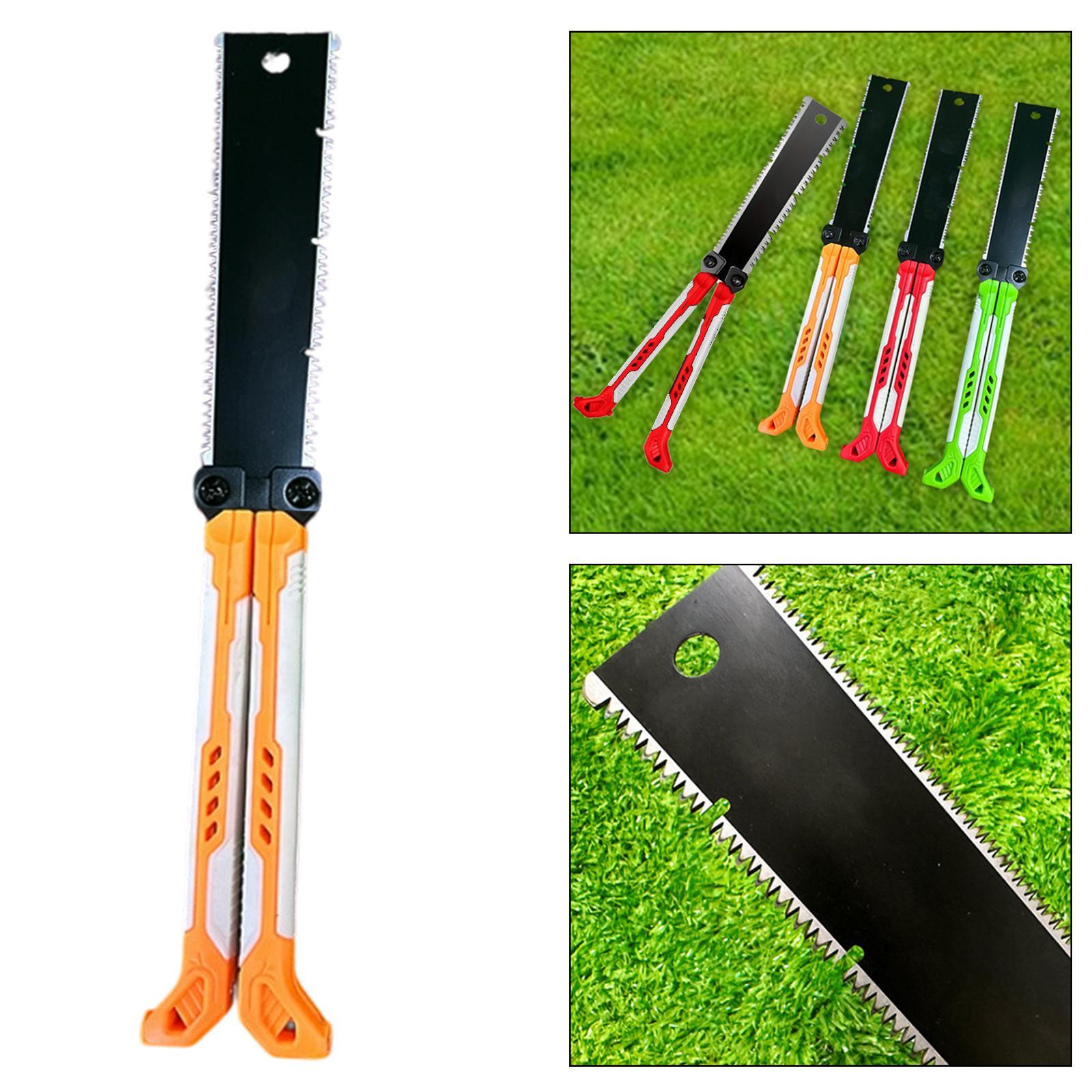 Double Edge Hand Saw Folding Flexible Fine Cut Saw for Tree Shrubs Gardening orange