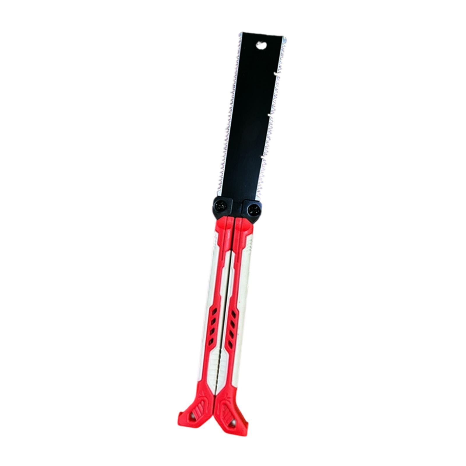 Double Edge Hand Saw Folding Flexible Fine Cut Saw for Tree Shrubs Gardening red