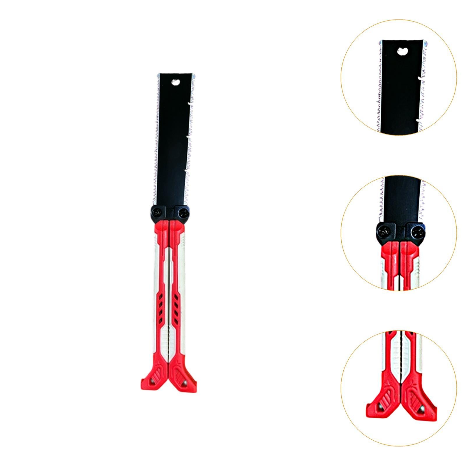 Double Edge Hand Saw Folding Flexible Fine Cut Saw for Tree Shrubs Gardening red