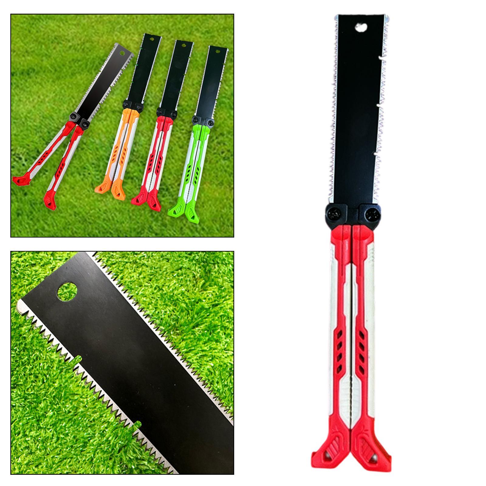 Double Edge Hand Saw Folding Flexible Fine Cut Saw for Tree Shrubs Gardening red