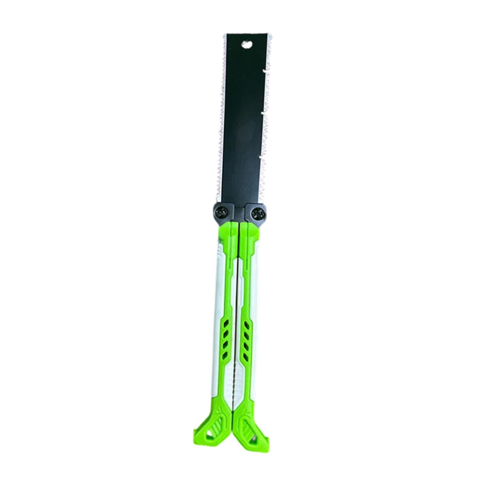 Double Edge Hand Saw Folding Flexible Fine Cut Saw for Tree Shrubs Gardening green
