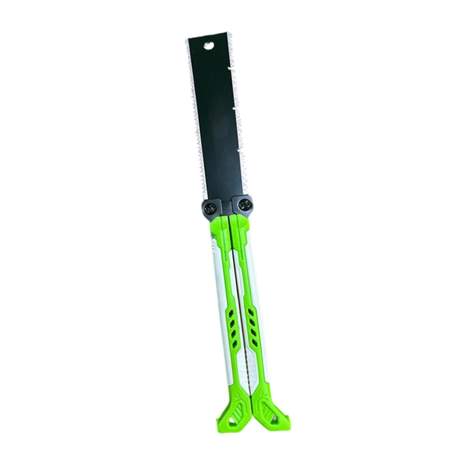 Double Edge Hand Saw Folding Flexible Fine Cut Saw for Tree Shrubs Gardening green
