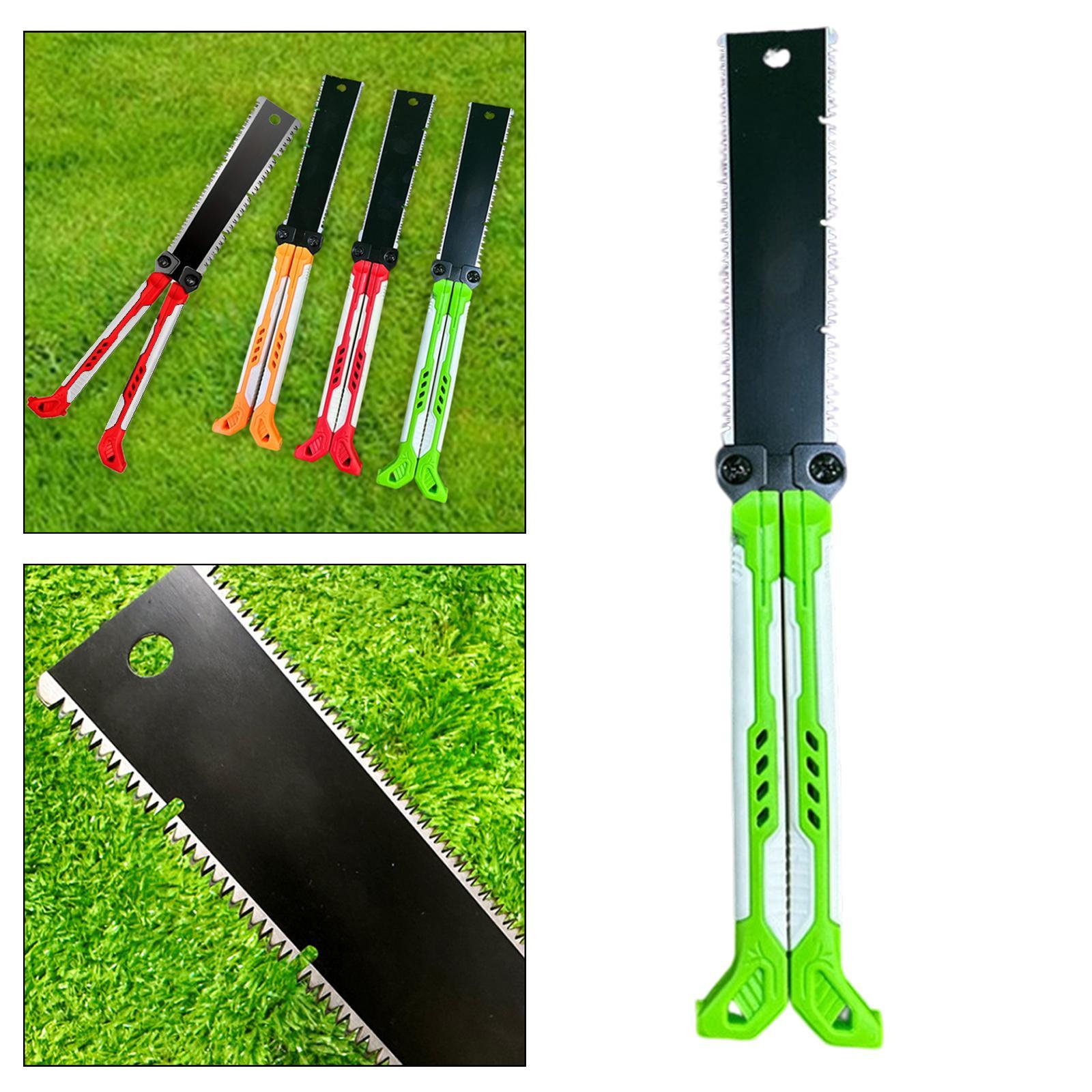 Double Edge Hand Saw Folding Flexible Fine Cut Saw for Tree Shrubs Gardening green