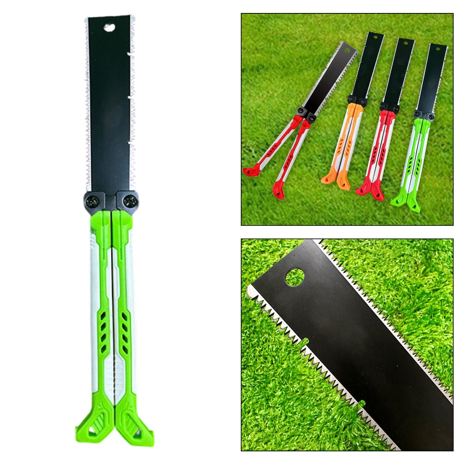 Double Edge Hand Saw Folding Flexible Fine Cut Saw for Tree Shrubs Gardening green