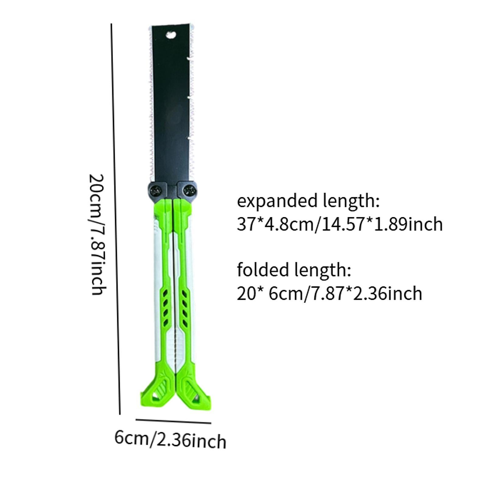 Double Edge Hand Saw Folding Flexible Fine Cut Saw for Tree Shrubs Gardening green