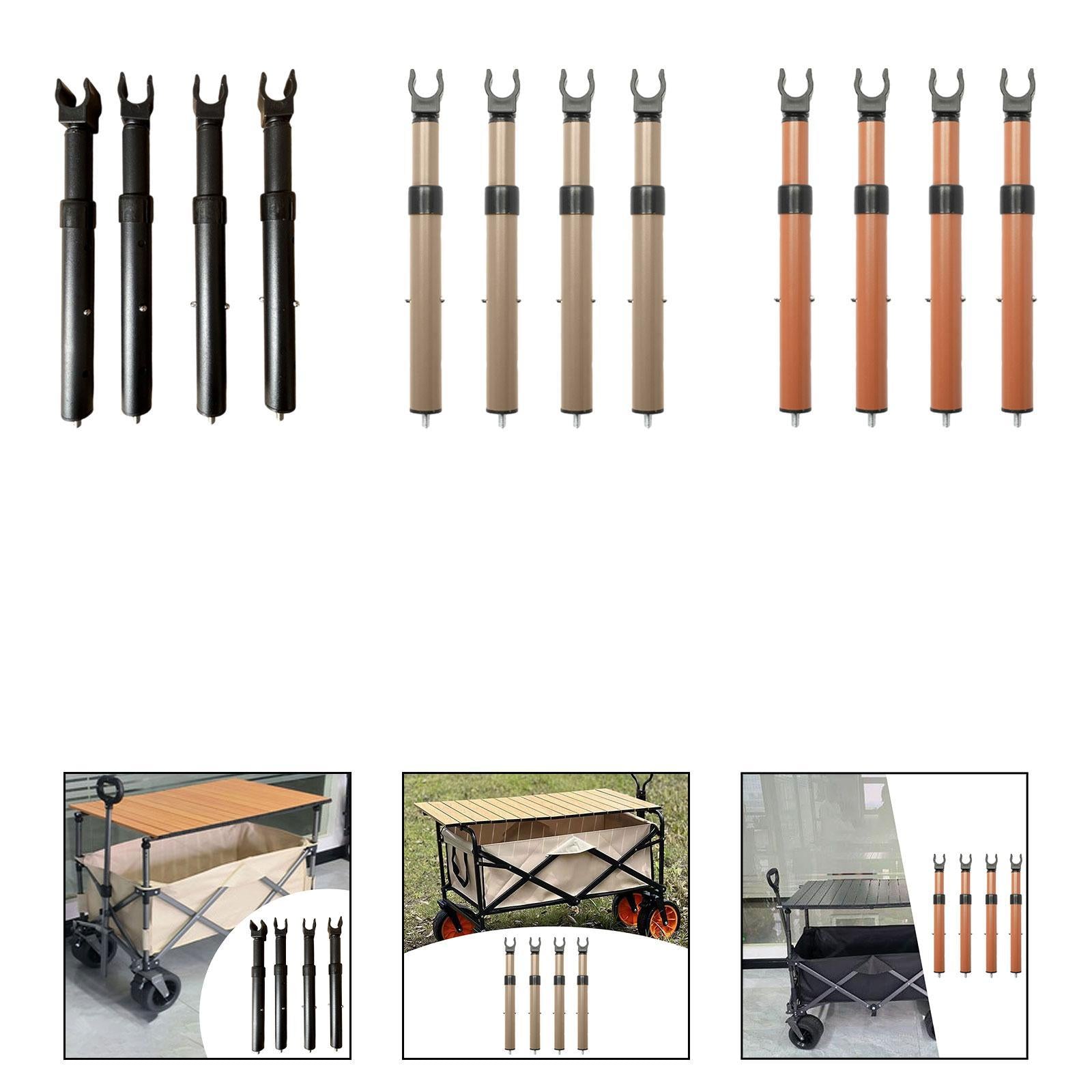 4Pcs Camping Cart Table Support Rod Lifting Rod for Hiking Wagon Cart Picnic Black