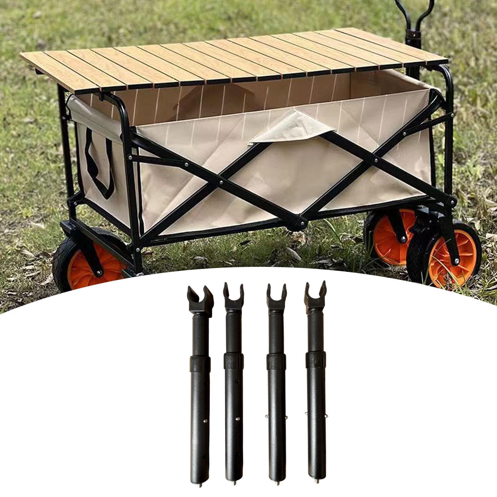 4Pcs Camping Cart Table Support Rod Lifting Rod for Hiking Wagon Cart Picnic Black