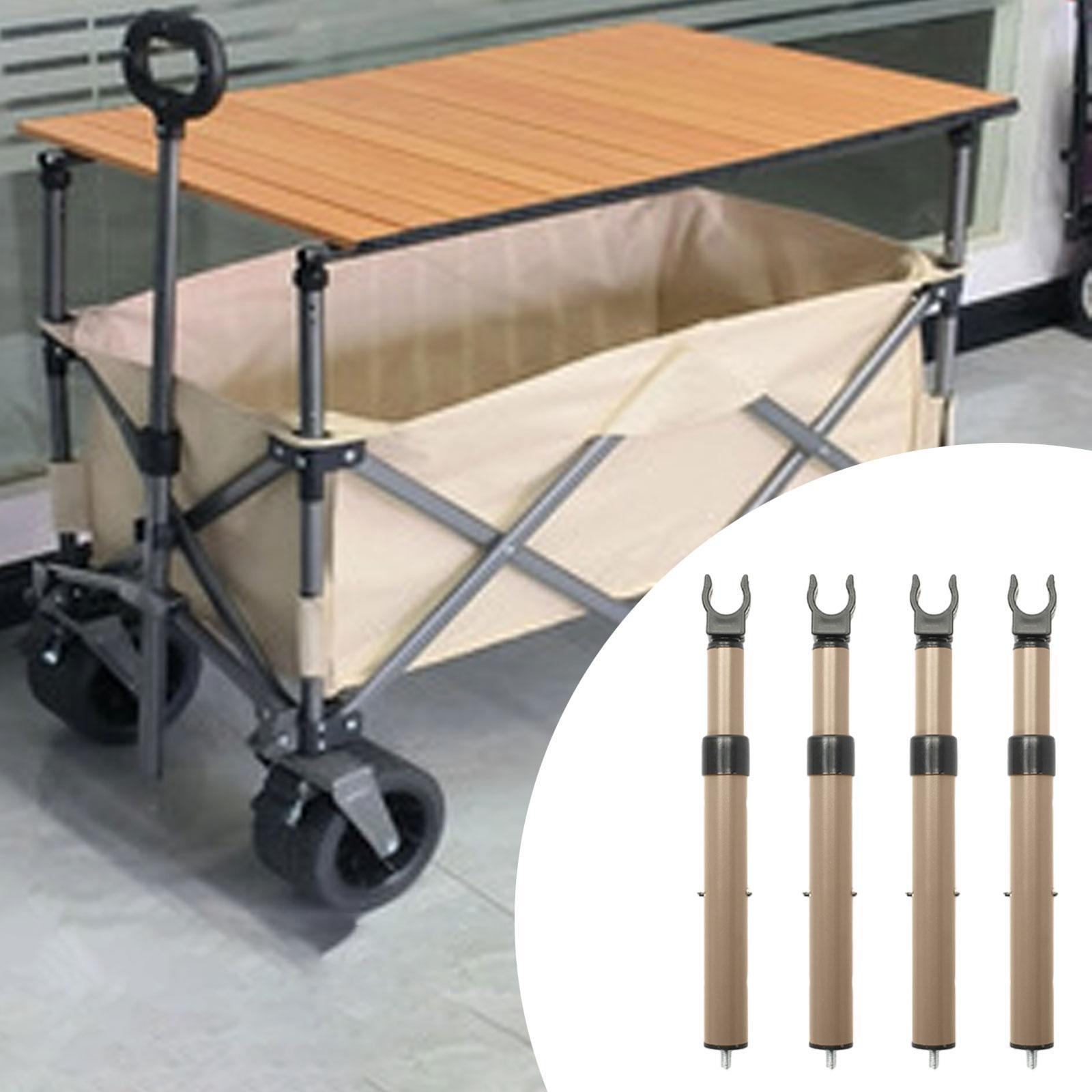 4Pcs Camping Cart Table Support Rod Lifting Rod for Hiking Wagon Cart Picnic Champagne