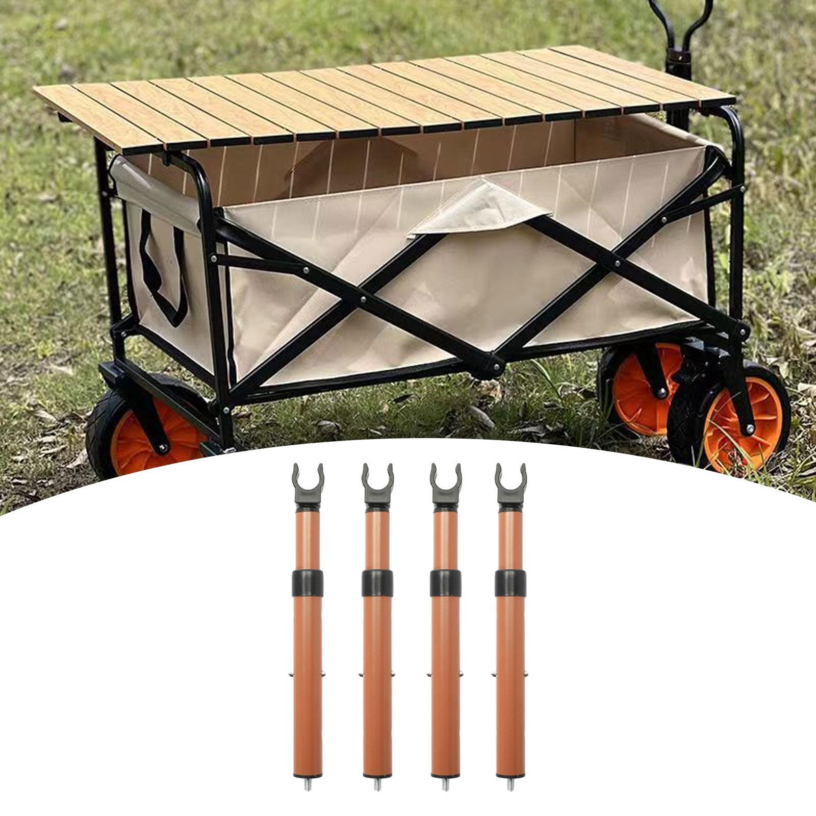 4Pcs Camping Cart Table Support Rod Lifting Rod for Hiking Wagon Cart Picnic Orange