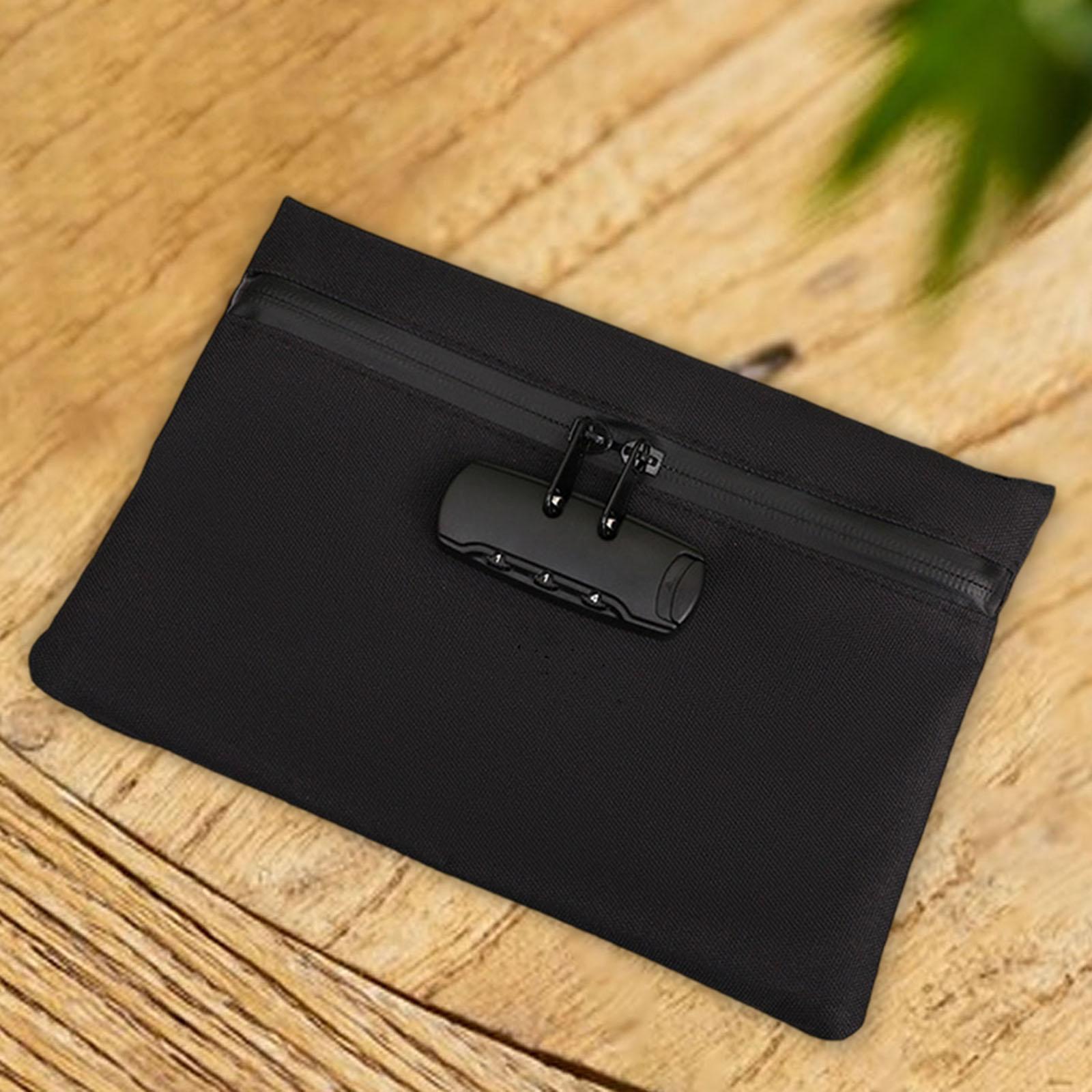 Lockable Money Purse Travel Utility Locking Bank Bag for Jewelry Watch Black