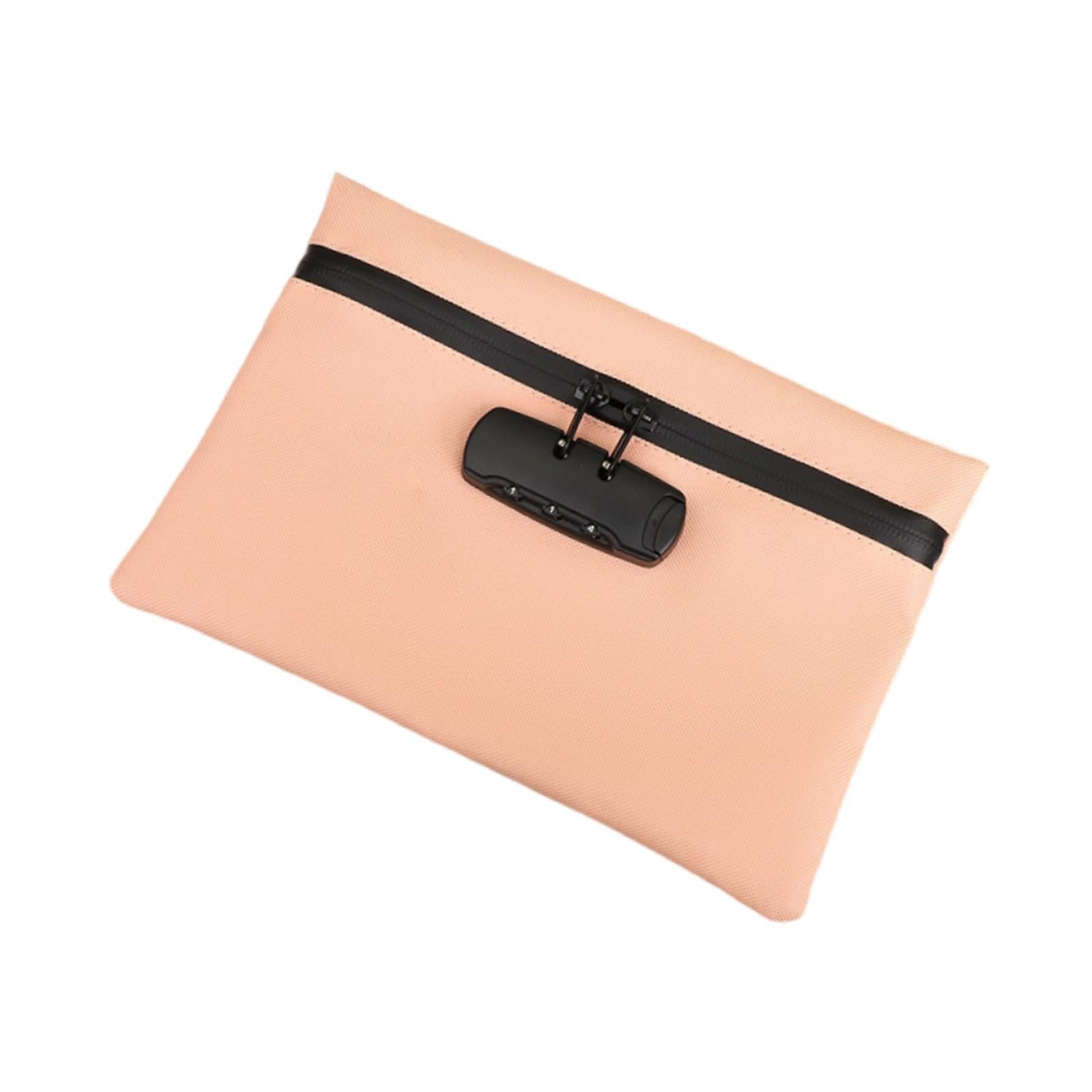 Lockable Money Purse Travel Utility Locking Bank Bag for Jewelry Watch Pink