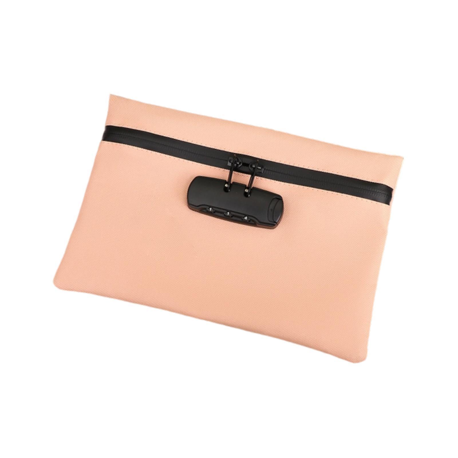 Lockable Money Purse Travel Utility Locking Bank Bag for Jewelry Watch Pink