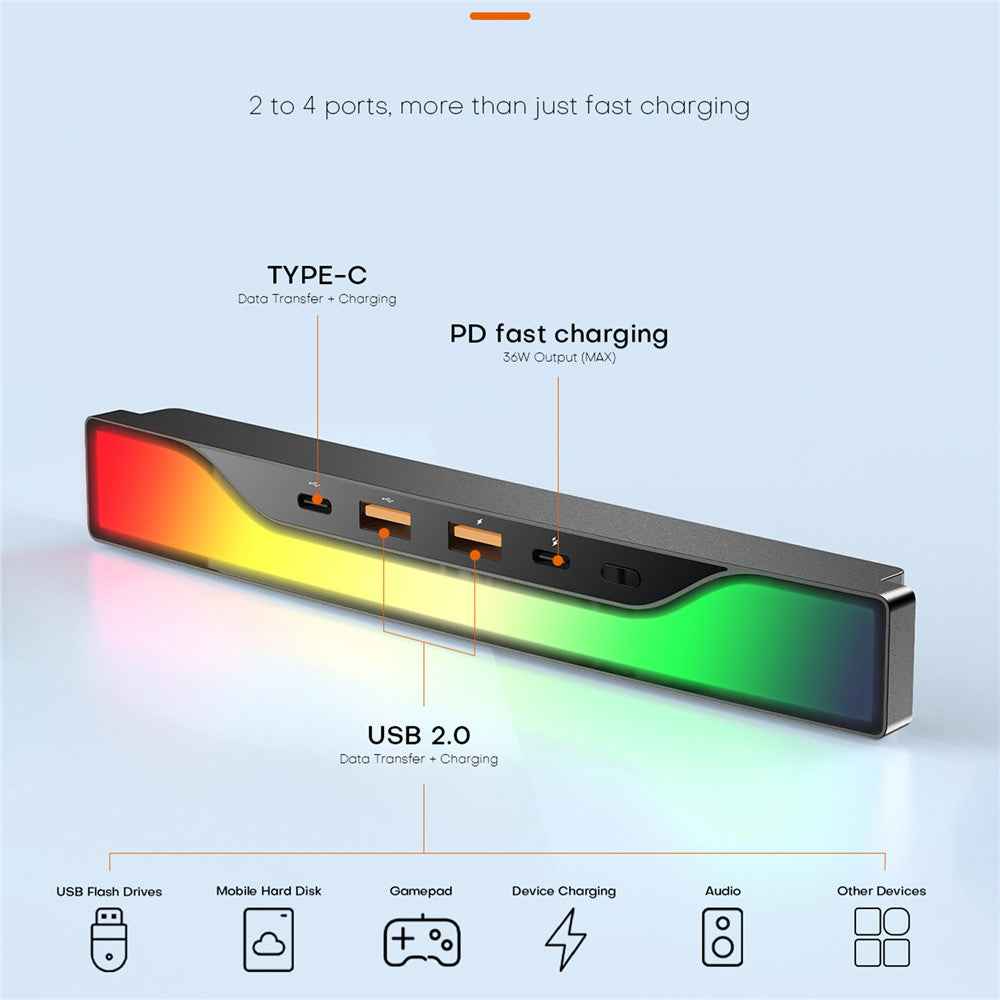 FX-TSL02 For Tesla Model 3 / Y Central Control 4-in-1 Docking Station 2xUSB + 2xType-C USB Hub