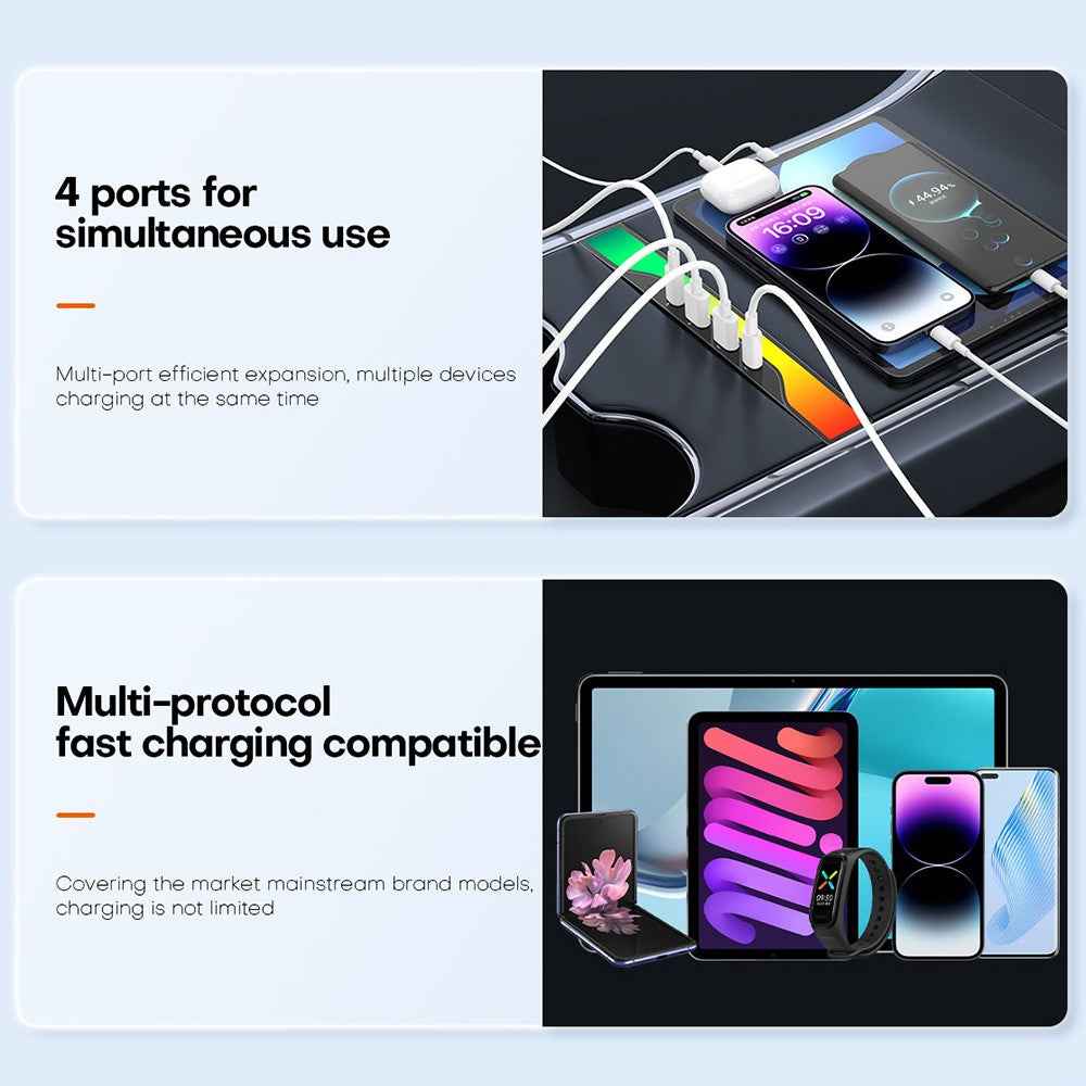 FX-TSL02 For Tesla Model 3 / Y Central Control 4-in-1 Docking Station 2xUSB + 2xType-C USB Hub