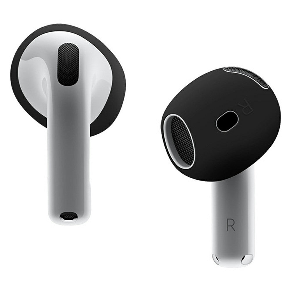 2Pcs Silicone Ear Tips Compatible With  AirPods 4 Anti-slip Ultra Thin Earbuds Replacement Protective Cover - Black
