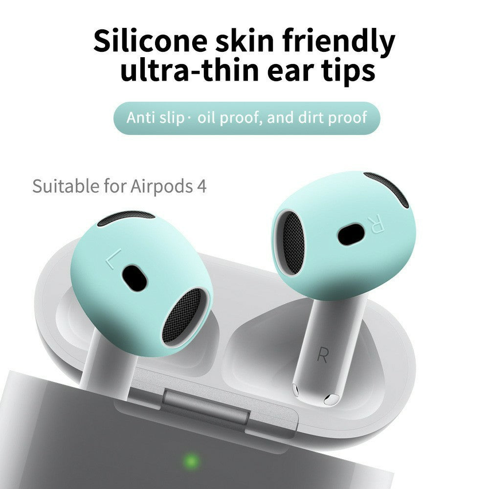2Pcs Silicone Ear Tips Compatible With  AirPods 4 Anti-slip Ultra Thin Earbuds Replacement Protective Cover - White