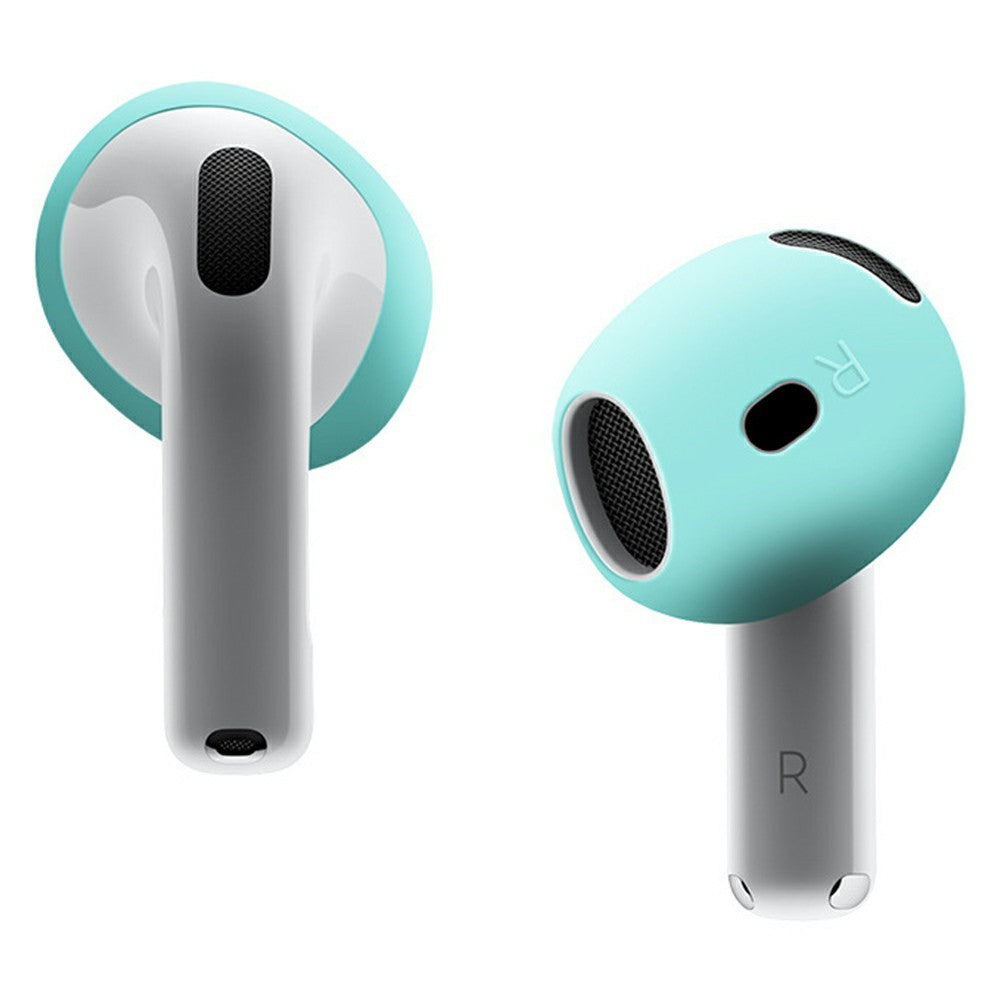 2Pcs Silicone Ear Tips Compatible With  AirPods 4 Anti-slip Ultra Thin Earbuds Replacement Protective Cover - Mint Green