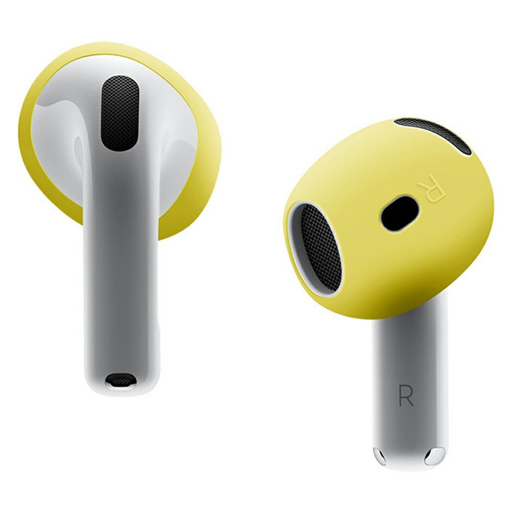 2Pcs Silicone Ear Tips Compatible With  AirPods 4 Anti-slip Ultra Thin Earbuds Replacement Protective Cover - Yellow