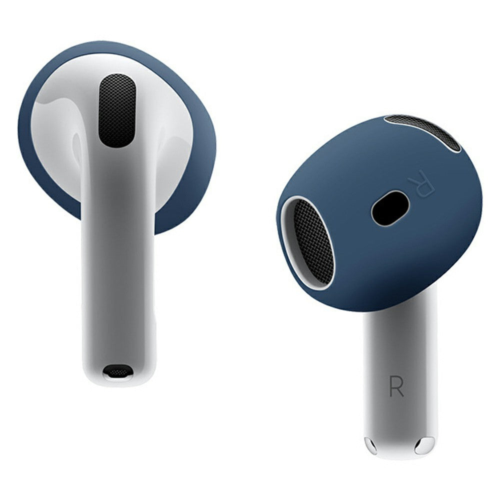 2Pcs Silicone Ear Tips Compatible With  AirPods 4 Anti-slip Ultra Thin Earbuds Replacement Protective Cover - Dark Blue