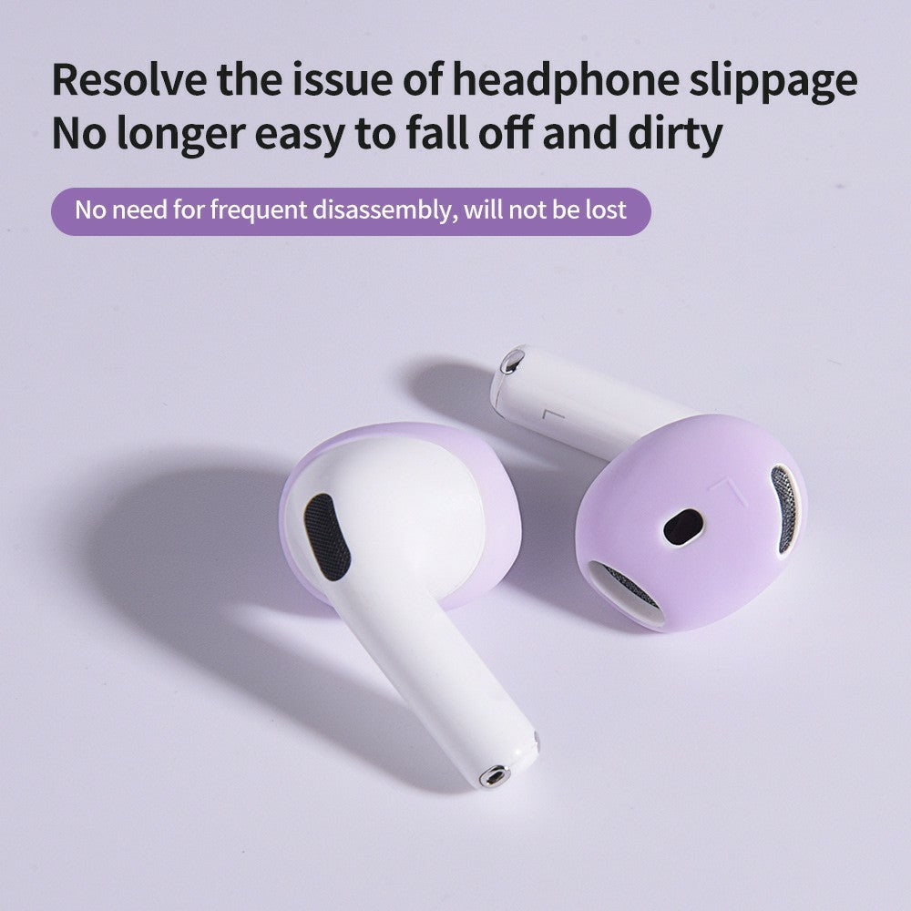 2Pcs Silicone Ear Tips Compatible With  AirPods 4 Anti-slip Ultra Thin Earbuds Replacement Protective Cover - Dark Blue