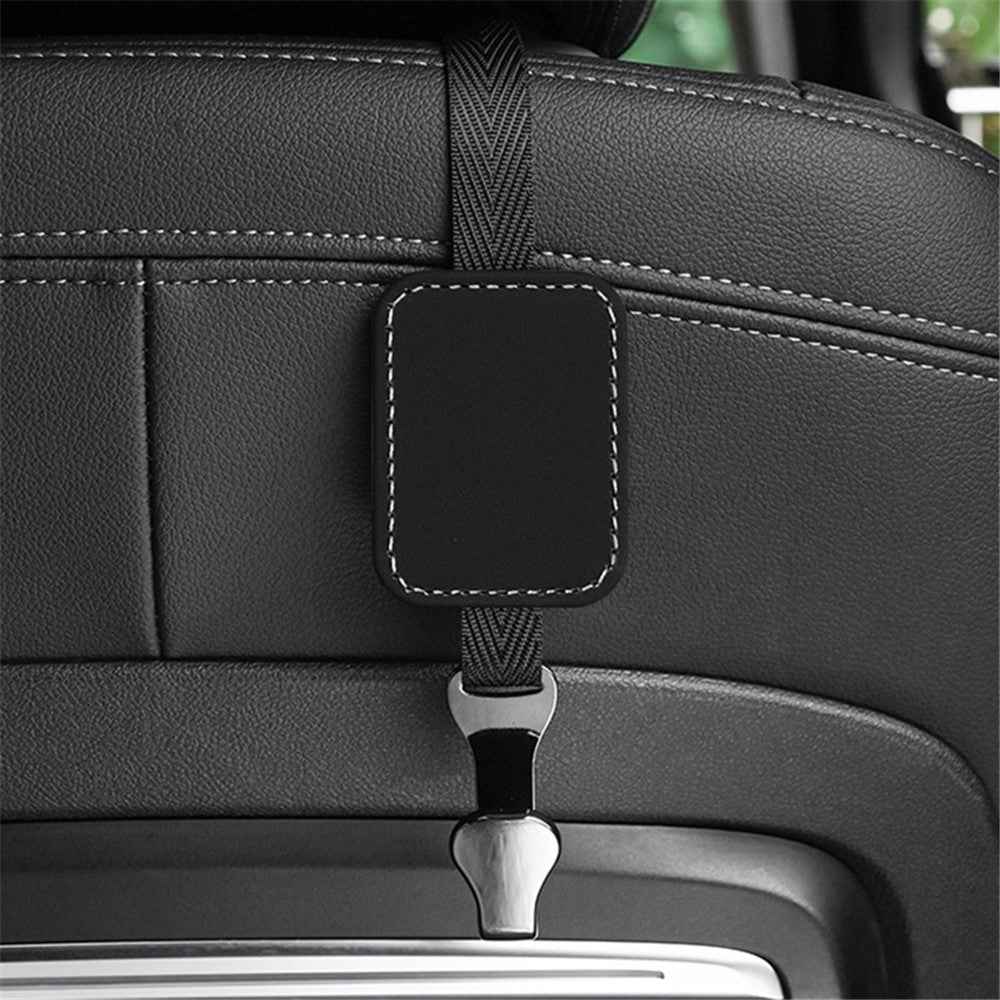 Car Headrest Hook Seat Back Hanger Suede Multifunction Storage Hook Auto Interior Organizer - Black