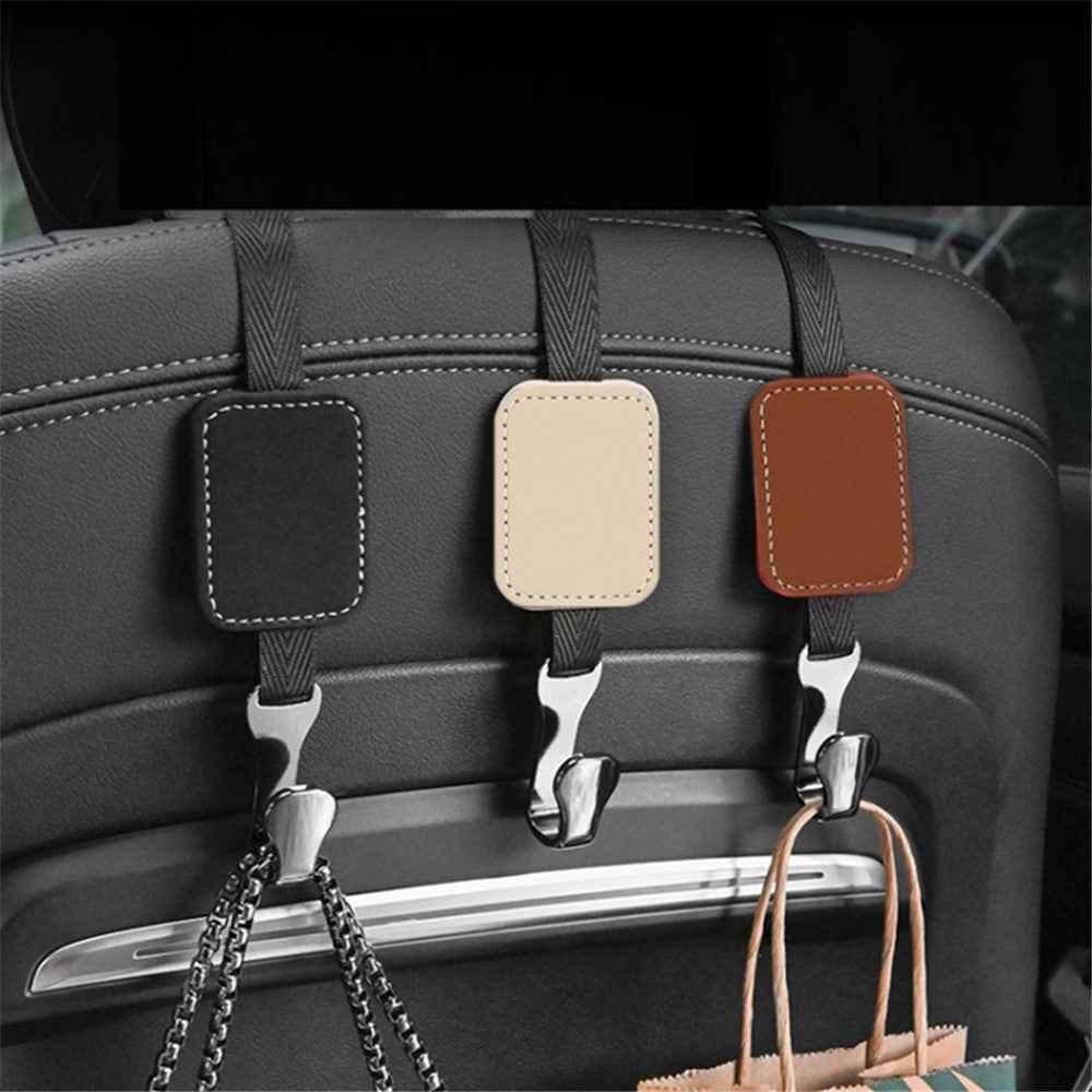 Car Headrest Hook Seat Back Hanger Suede Multifunction Storage Hook Auto Interior Organizer - White